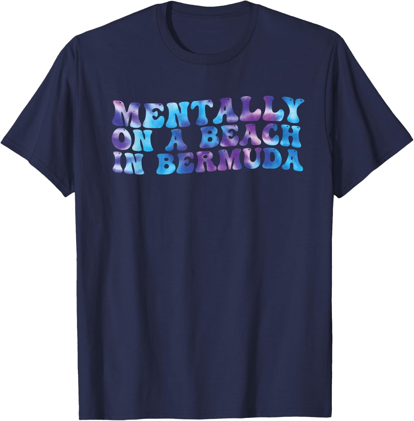 Mentally On A Beach In Bermuda Funny Cute Bermudian Souvenir T-Shirt - T-Shirt | Navy