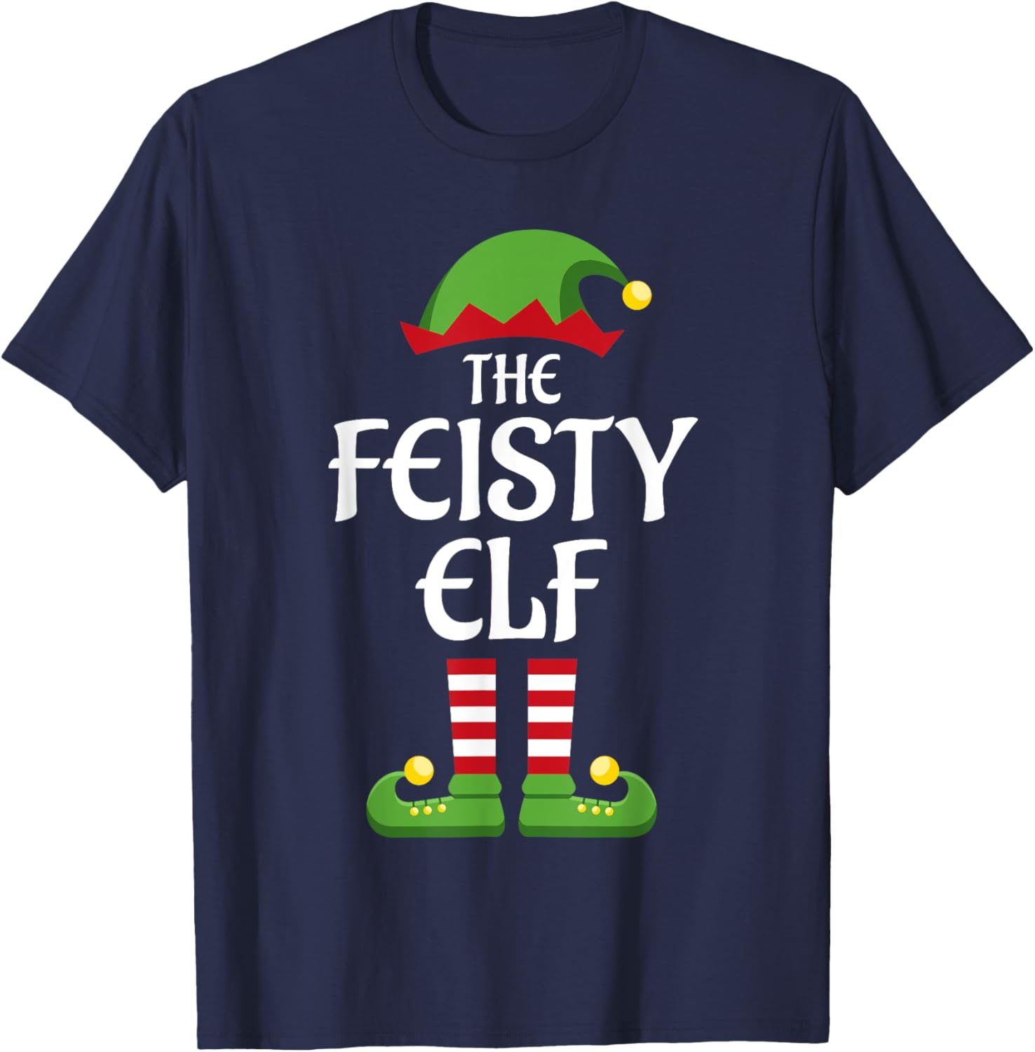 Feisty Elf Family Matching Group Christmas T-Shirt - T-Shirt | Navy