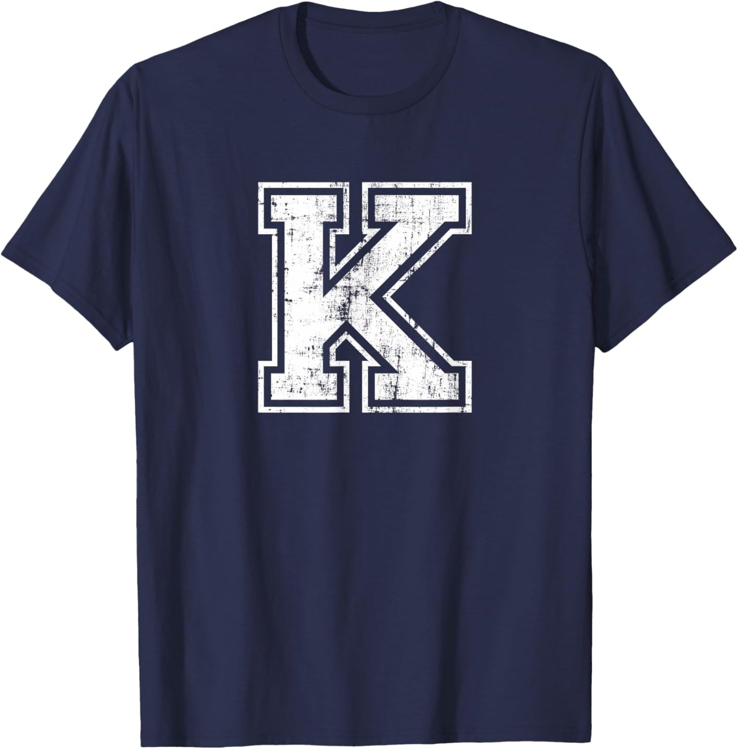Letter K Uppercase Alphabet Initial School College Varsity T-Shirt - T-Shirt | Navy