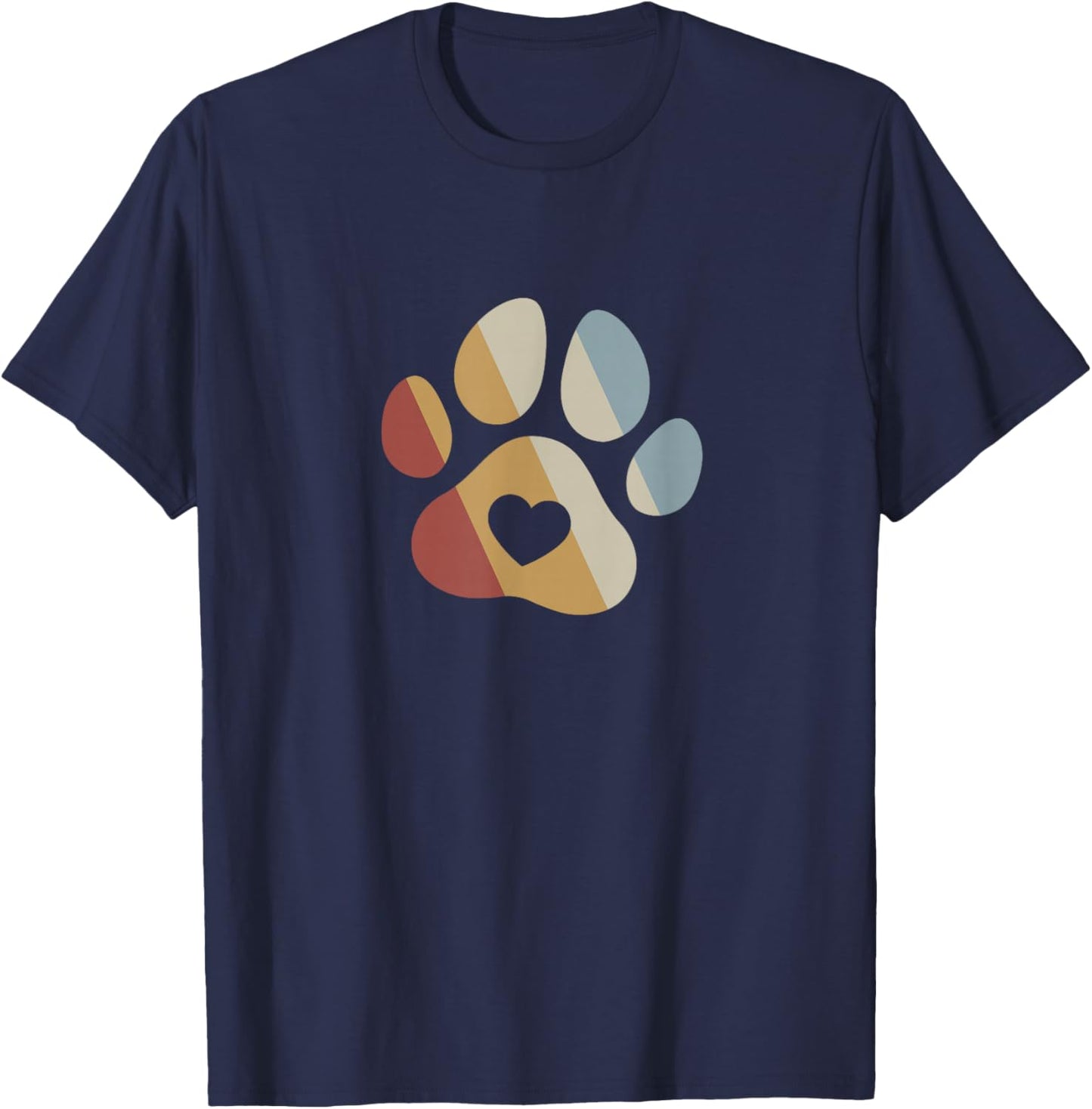 Dog Paw Retro Style Vintage T-Shirt - T-Shirt | Navy