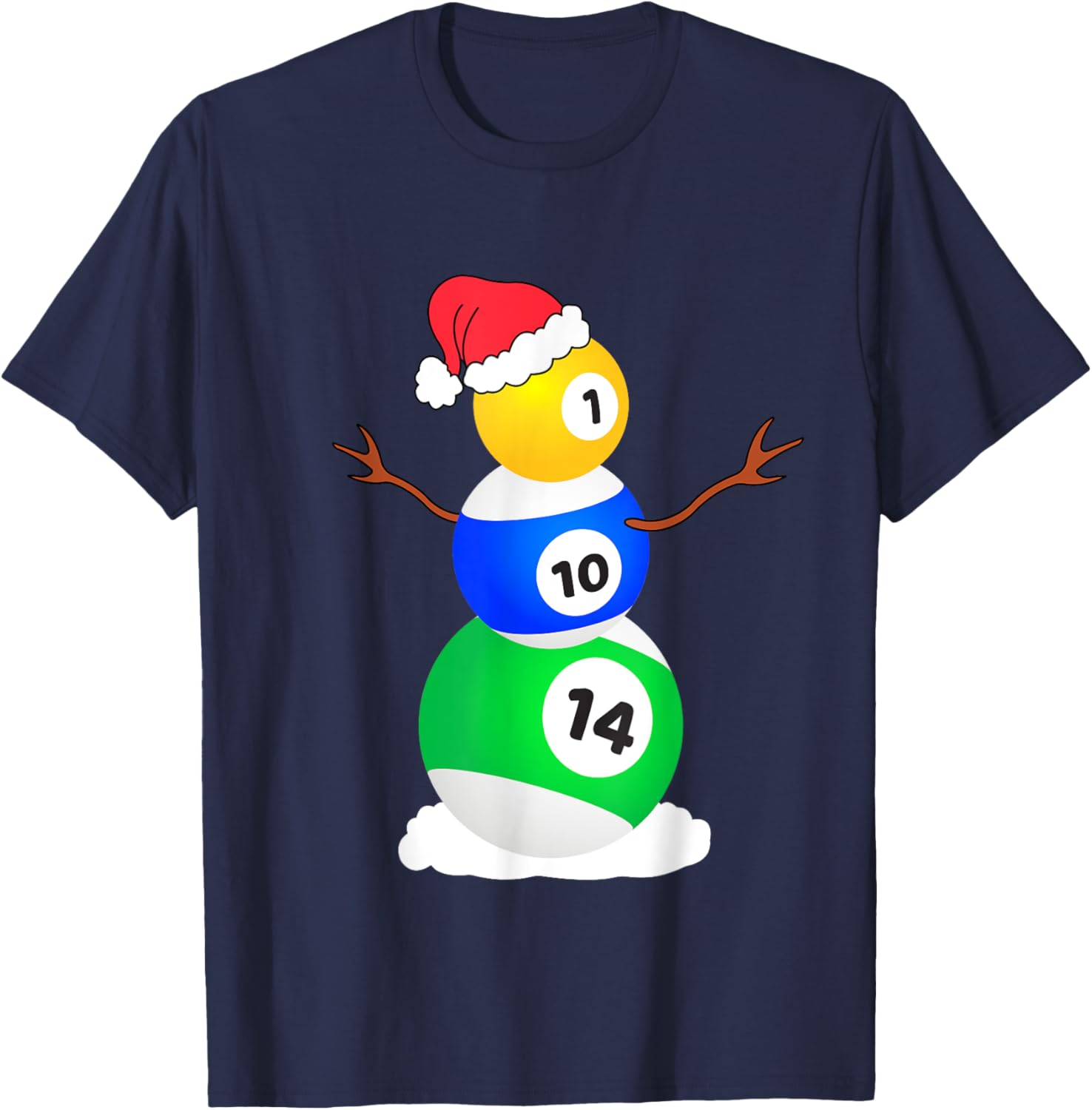 Billiards Christmas Snowman Shirt Pool Player Christmas Pjs T-Shirt - T-Shirt | Navy