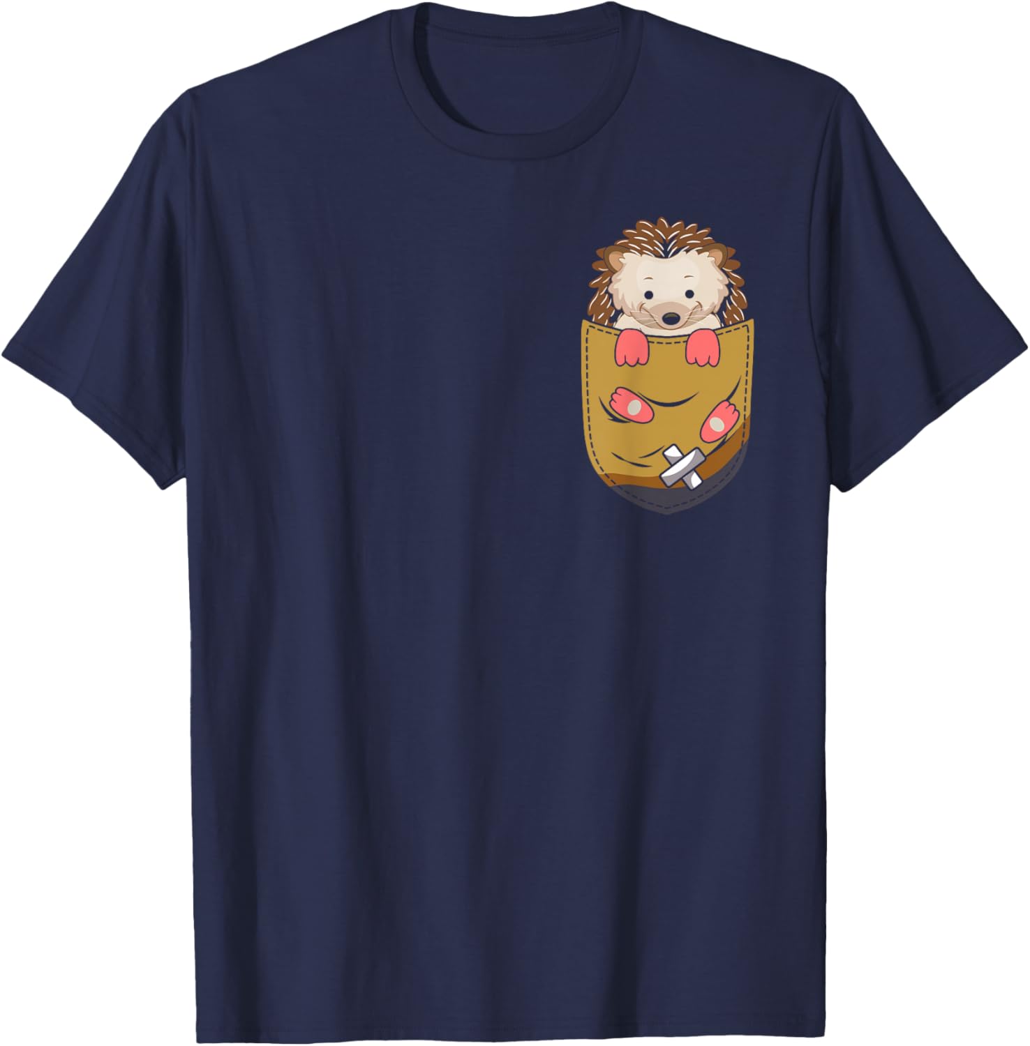 Funny Hedgehog Pocket Graphic Hedgehogs Toddler Women Men T-Shirt - T-Shirt | Navy