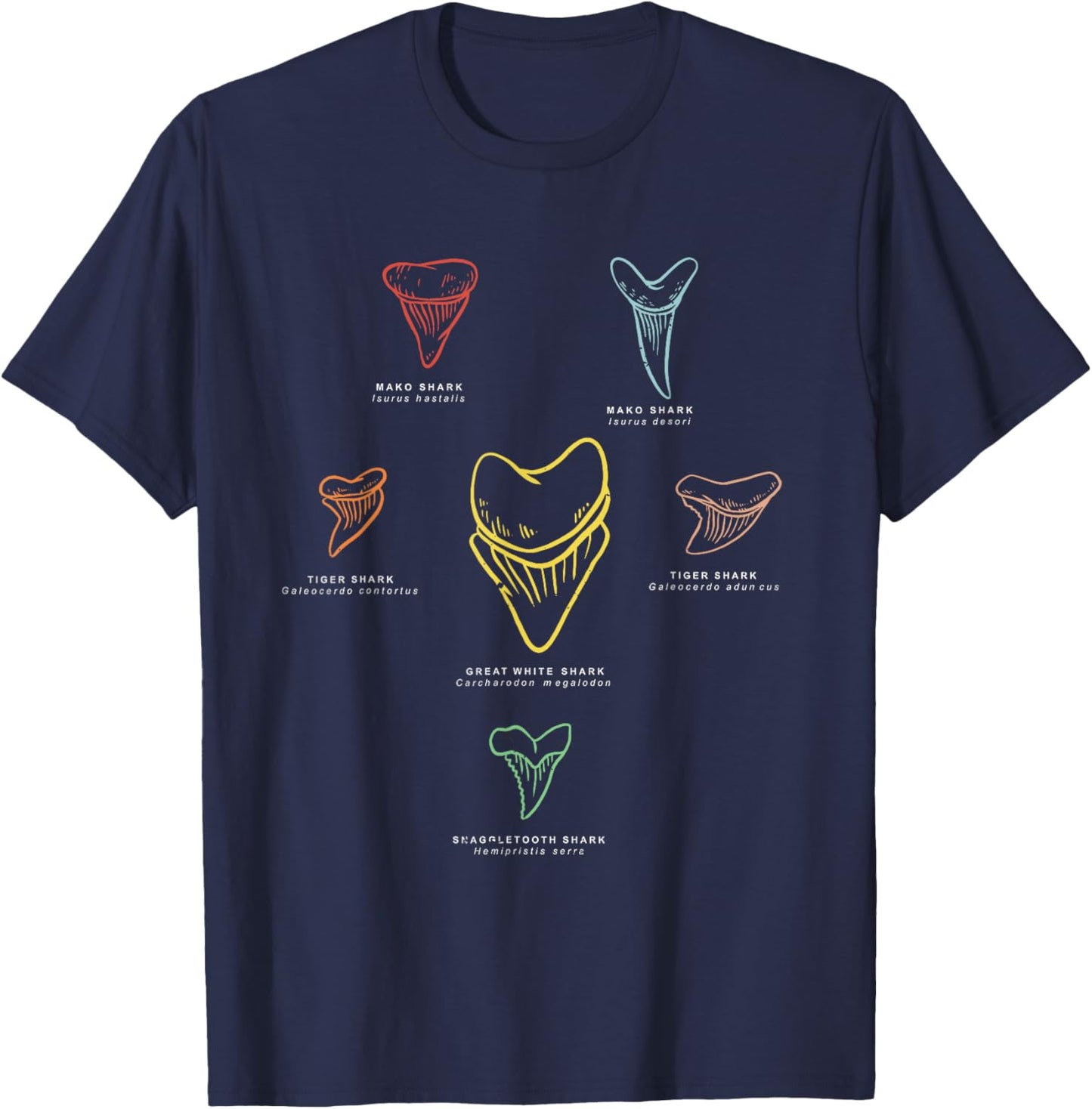 SHARK TEETH: Shark Tooth types, Shark Teeth Collector T-Shirt - T-Shirt | Navy