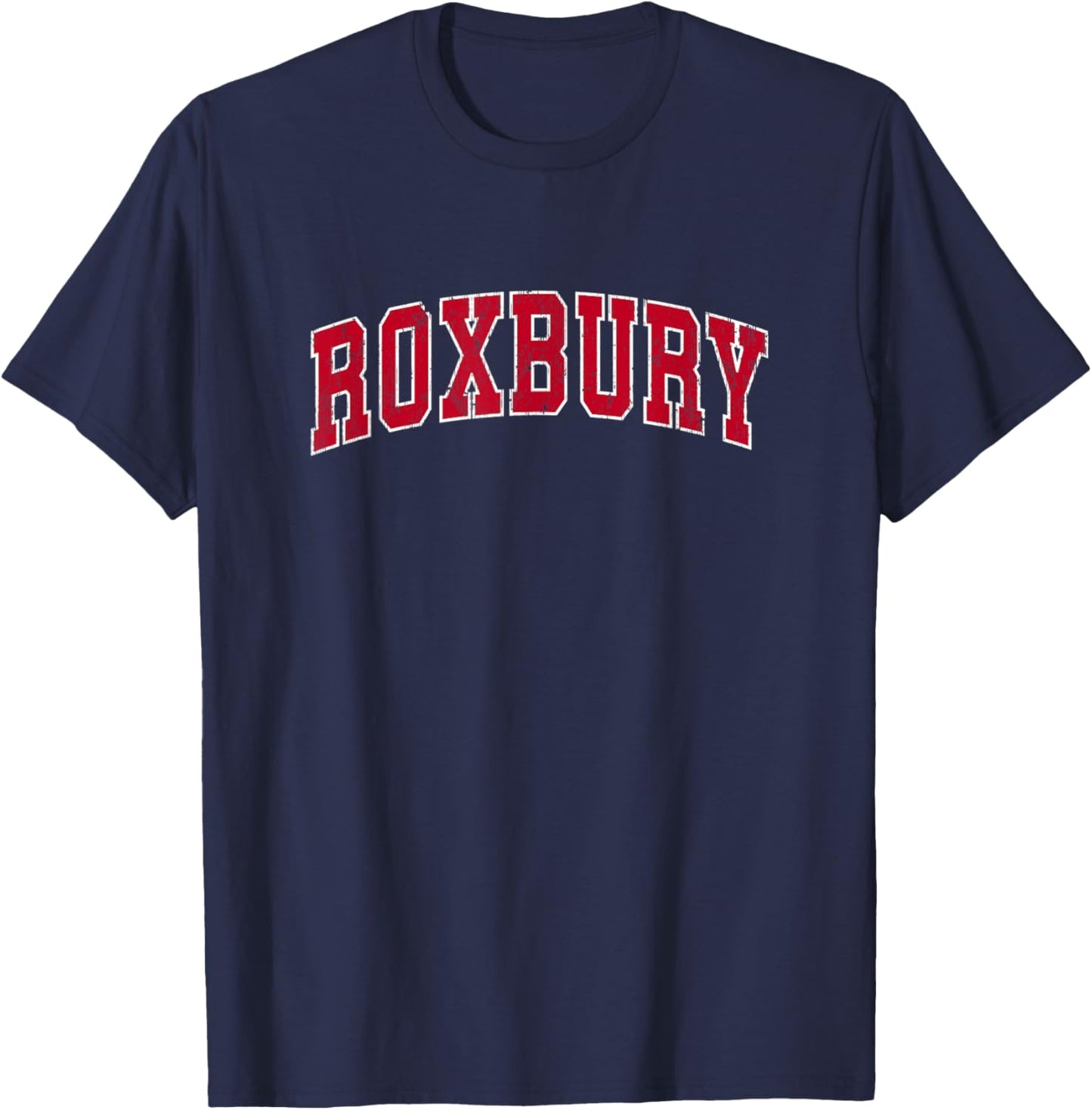 Roxbury New Jersey NJ Vintage Sports Design Red Design T-Shirt - T-Shirt | Navy