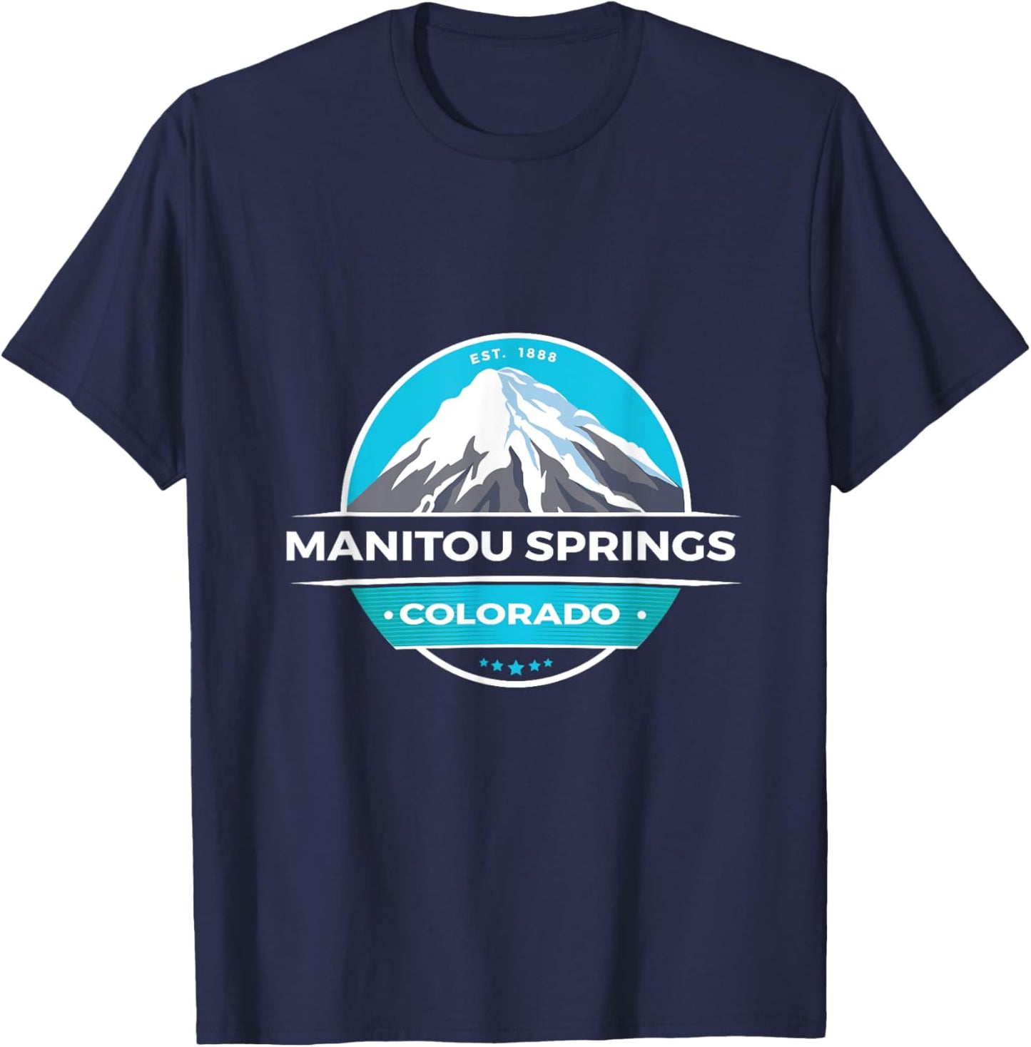 Unique Manitou Springs CO Snow Capped Mountains Novelty Art T-Shirt - T-Shirt | Navy