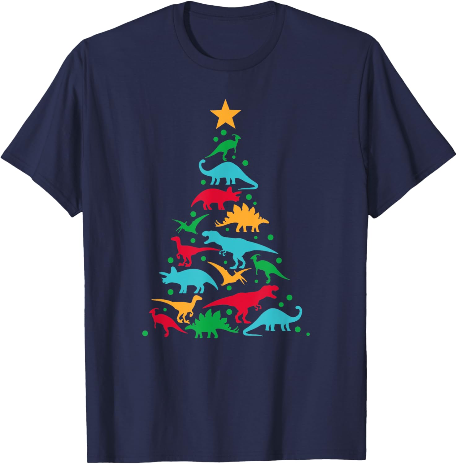 Tree Rex Dinosaur Dino Tree Christmas Tree Funny T-Shirt - T-Shirt | Navy