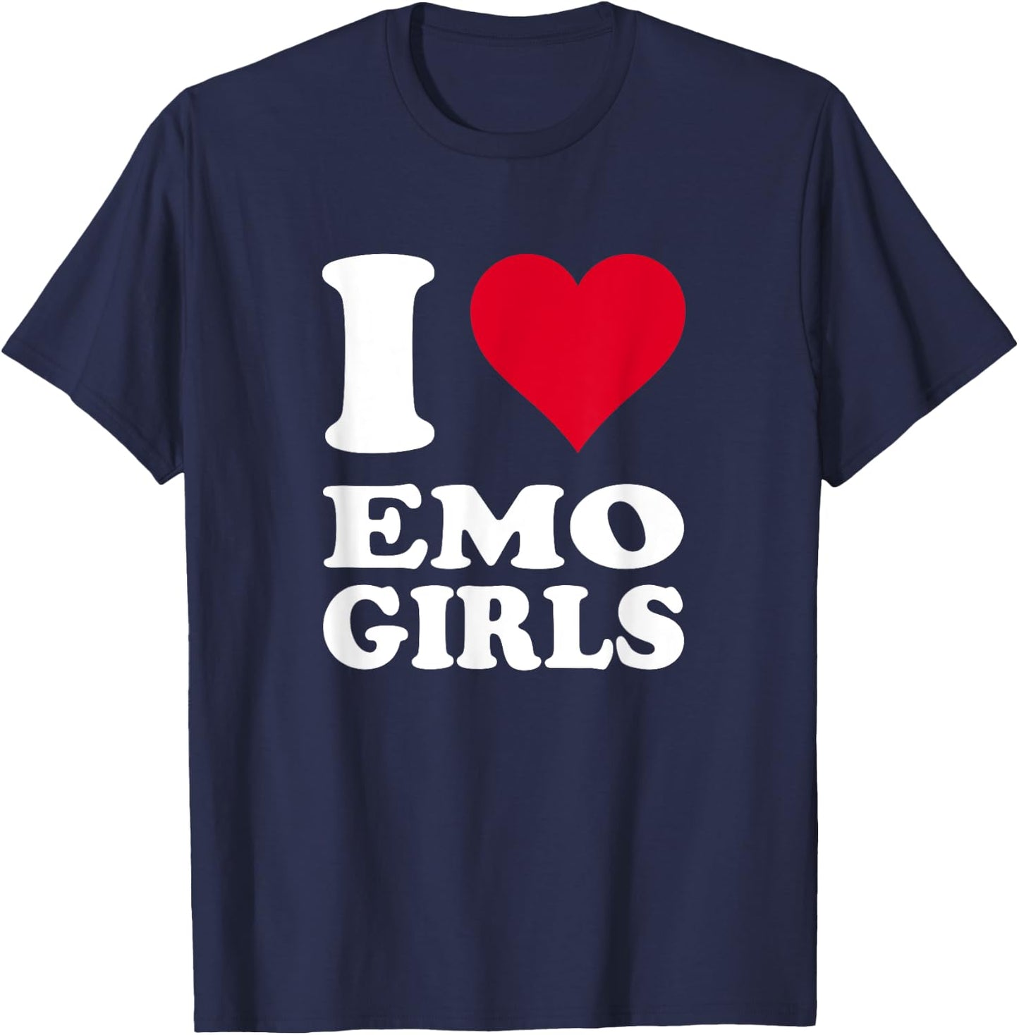Red Heart I Love Emo Girls T-Shirt - T-Shirt | Navy