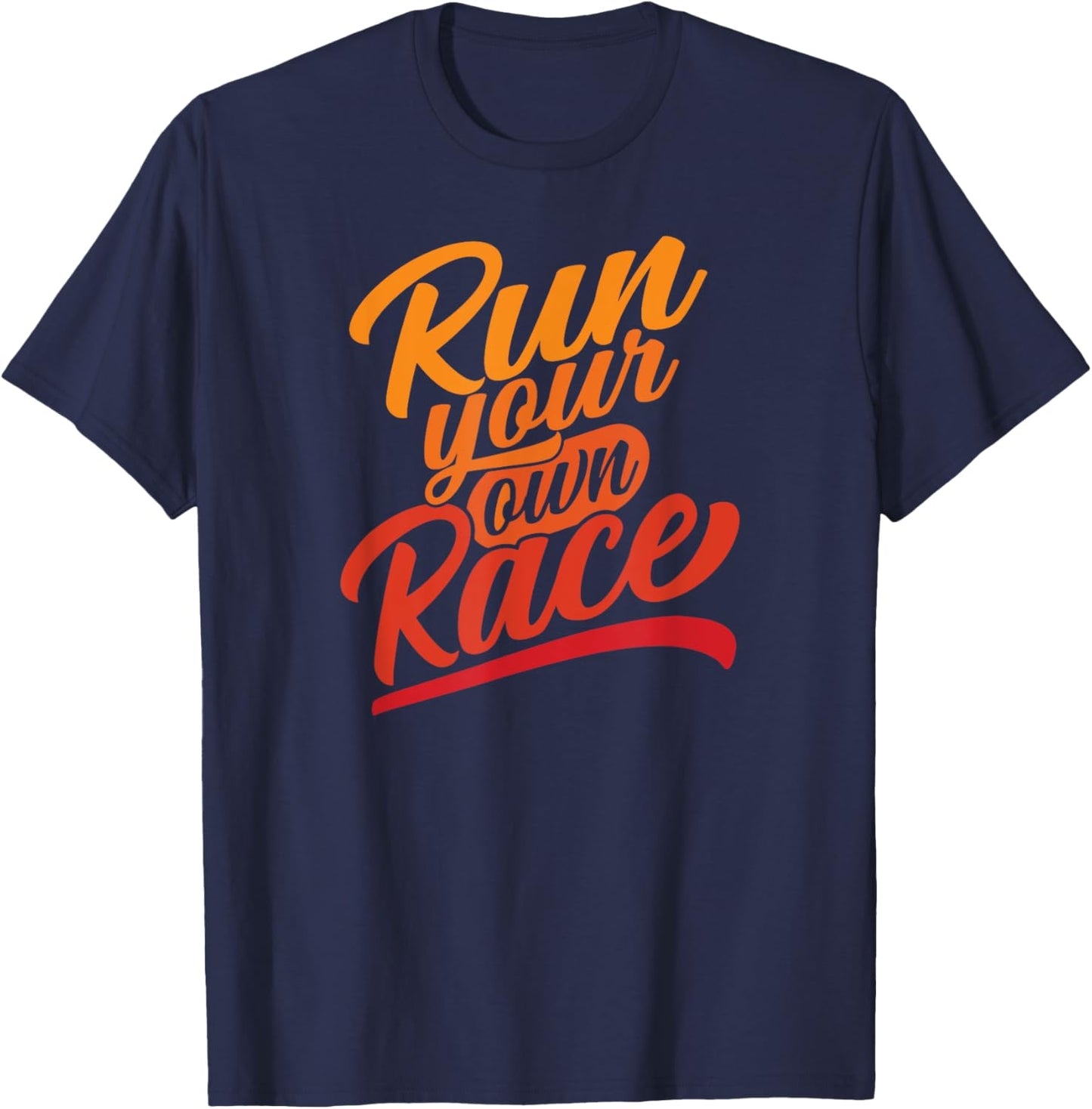 Trails of a Distance Runner -Adults Classic Fit Cotton Polyester Run your own Race Graphic Black Small T-Shirt - T-Shirt | Navy