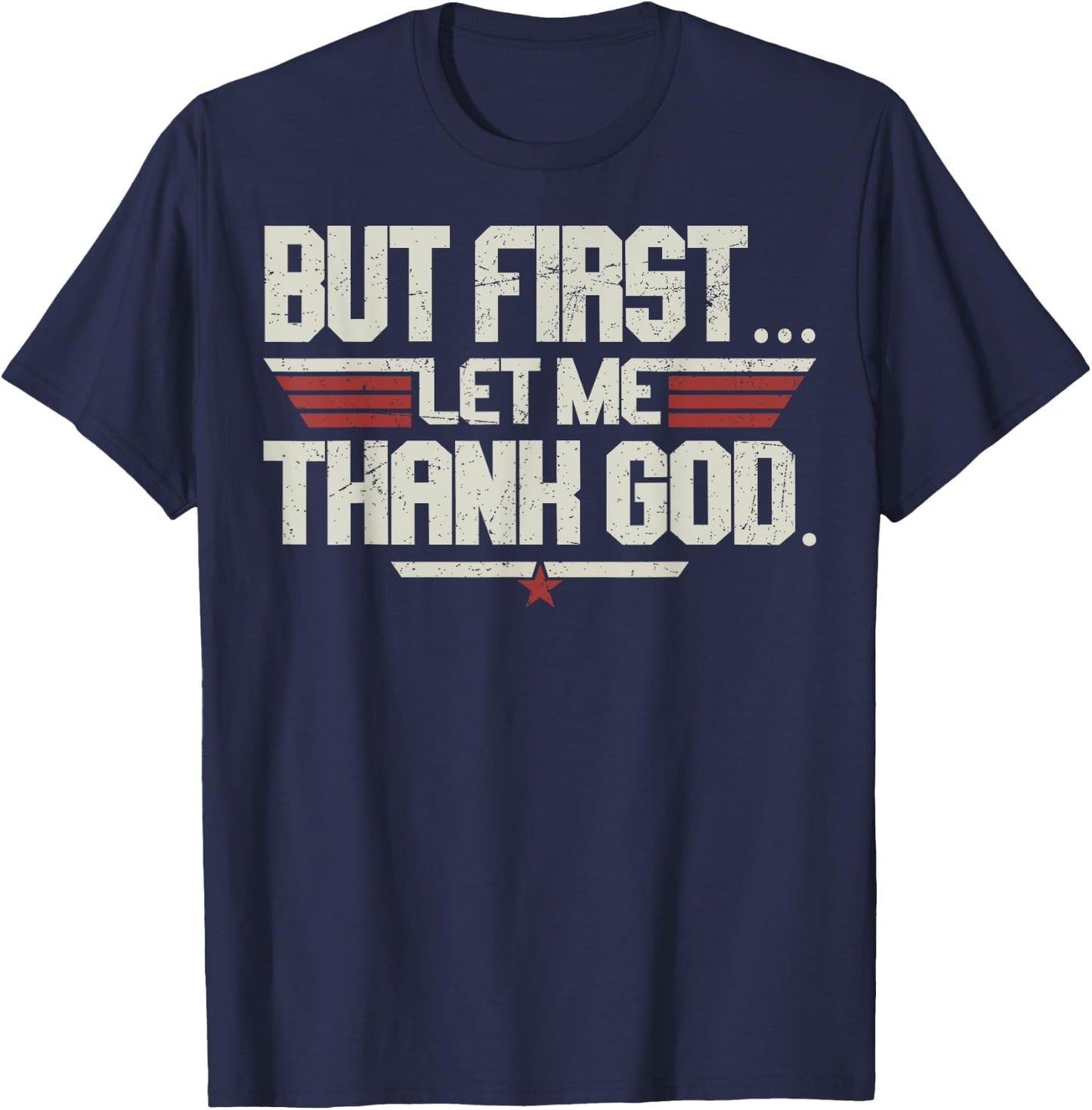 Vintage But First Let Me Thank God Christian Women T-Shirt - T-Shirt | Navy