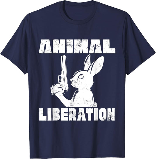 Animal Liberation Rabbit Activist T-Shirt - T-Shirt | Navy