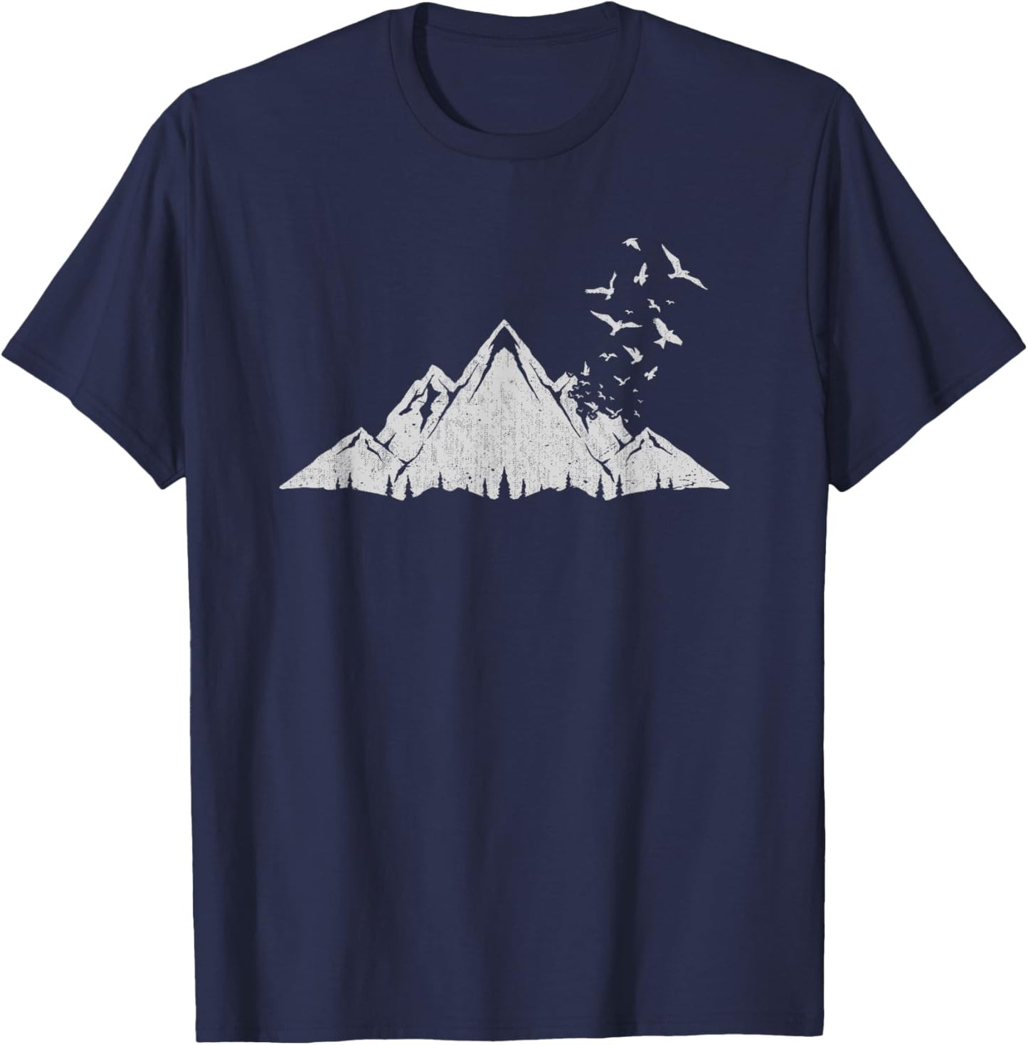 Flock Of Birds Outdoor Nature Forest Mountain Hiking T-Shirt - T-Shirt | Navy