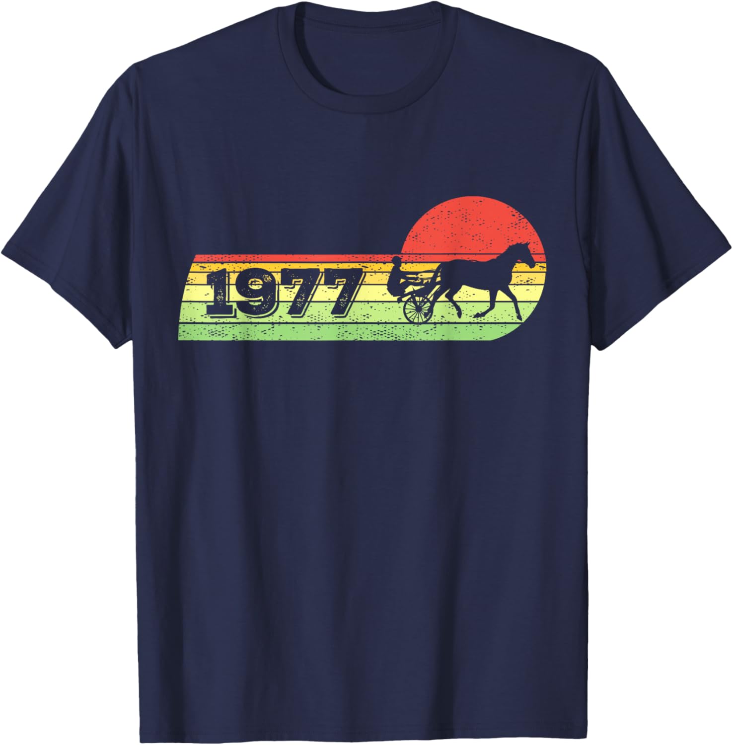 Vintage 1977 Birthday Harness-Racing horses Trotting-race T-Shirt - T-Shirt | Navy