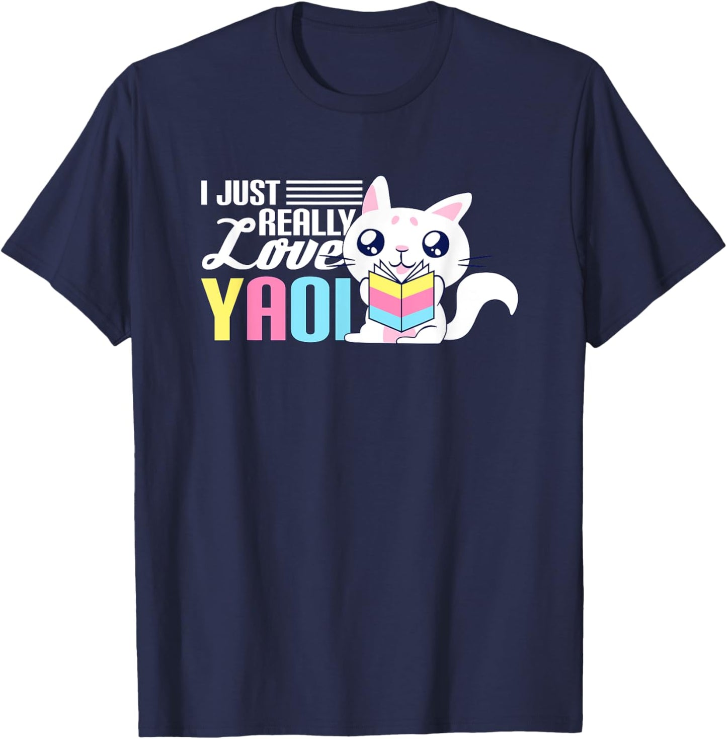 Fujoshi I Yaoi BL Love Manga I Cute Cat T-Shirt - T-Shirt | Navy