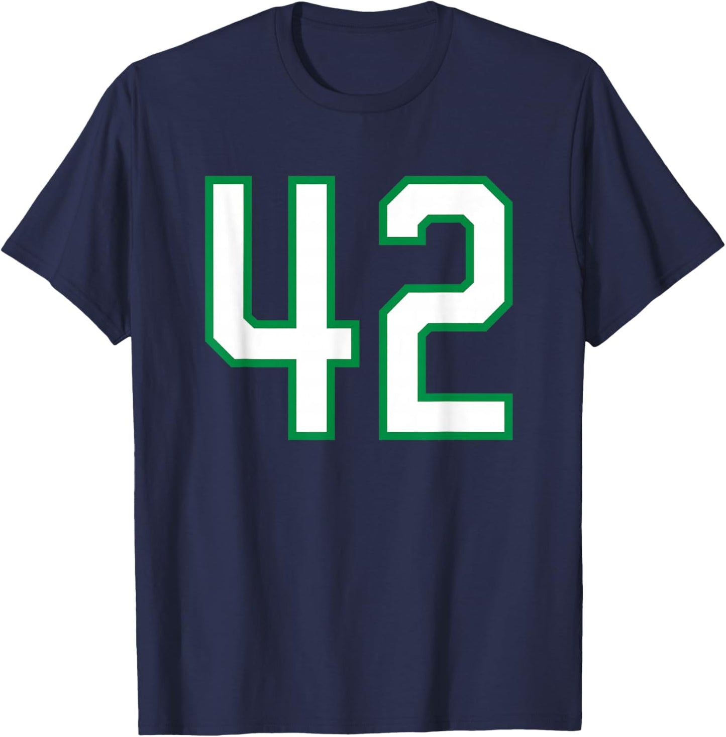 White Green Sports Team Number 42 T-Shirt - T-Shirt | Navy