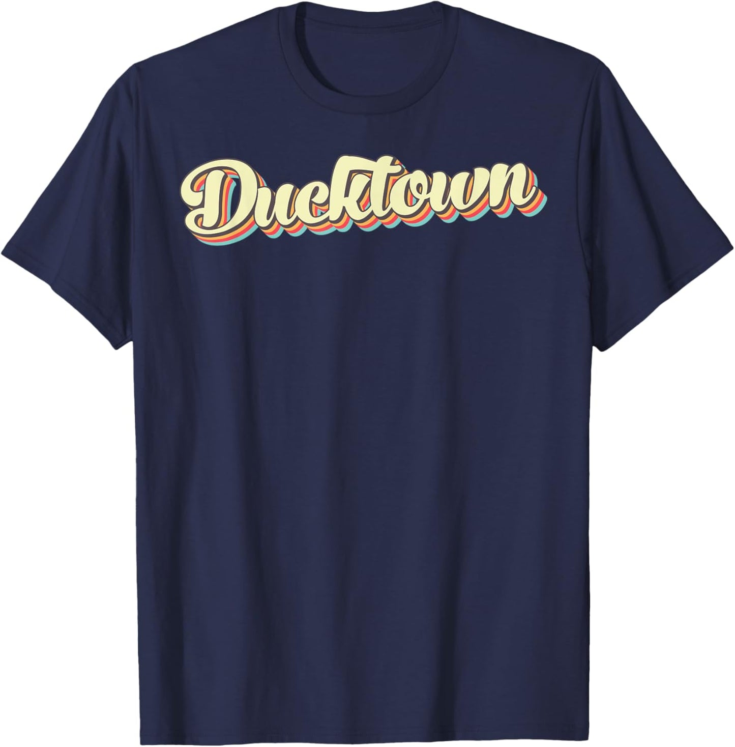Ducktown Retro Art Baseball Font Vintage T-Shirt - T-Shirt | Navy