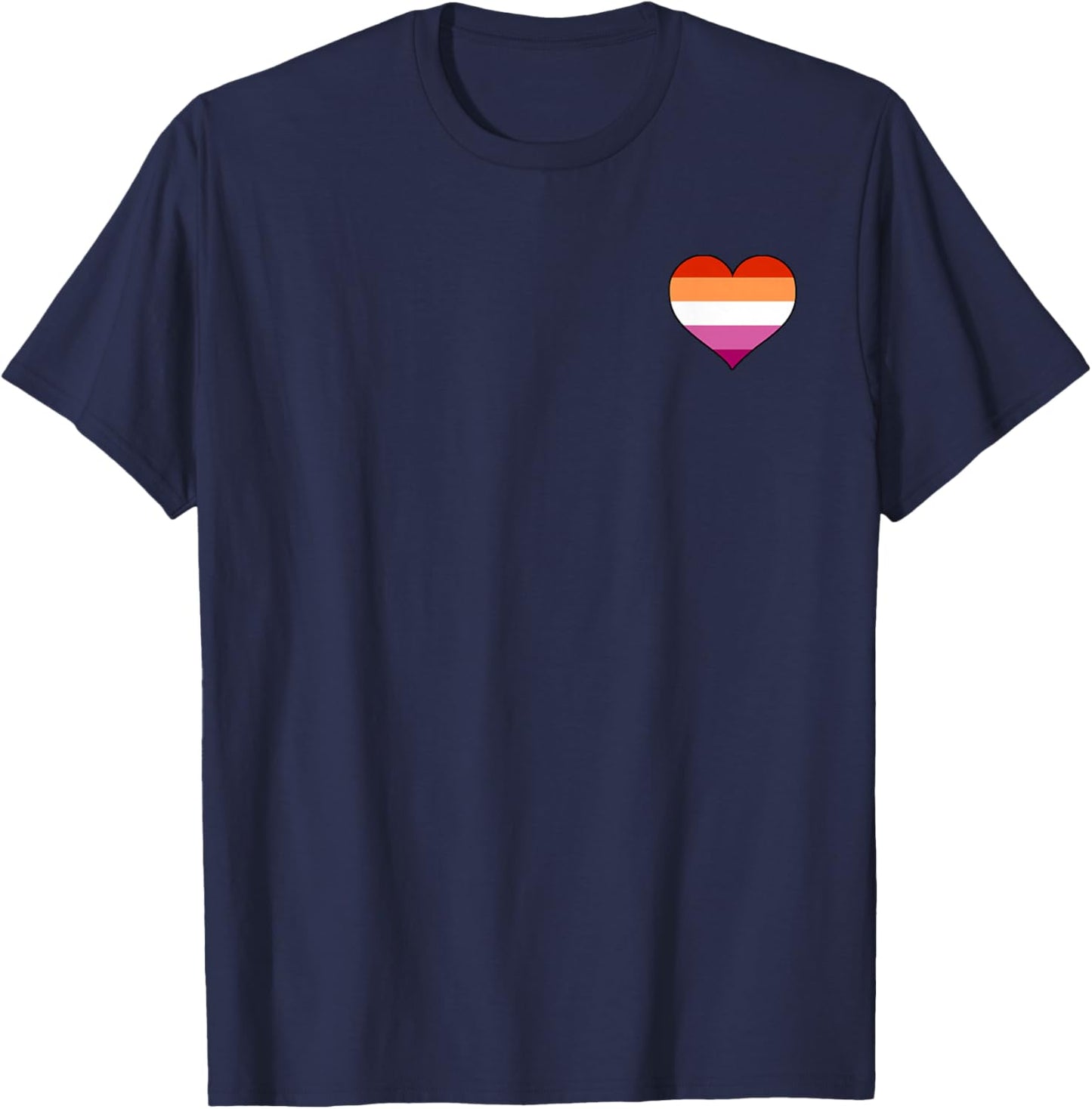 Lesbian Pride Flag Pocket Heart T-Shirt - T-Shirt | Navy