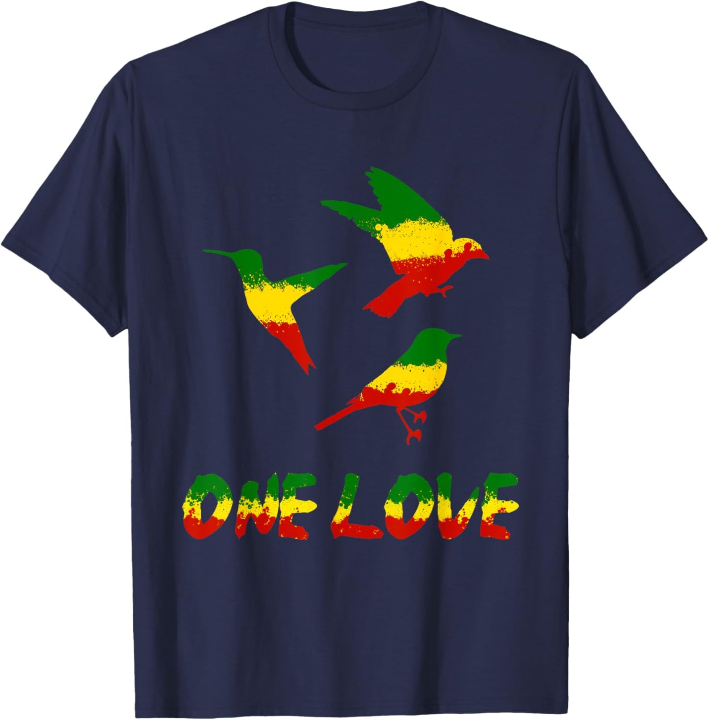 Bird Lover One Love Rasta Reggae Rastafarian Jamaica Roots T-Shirt - T-Shirt | Navy