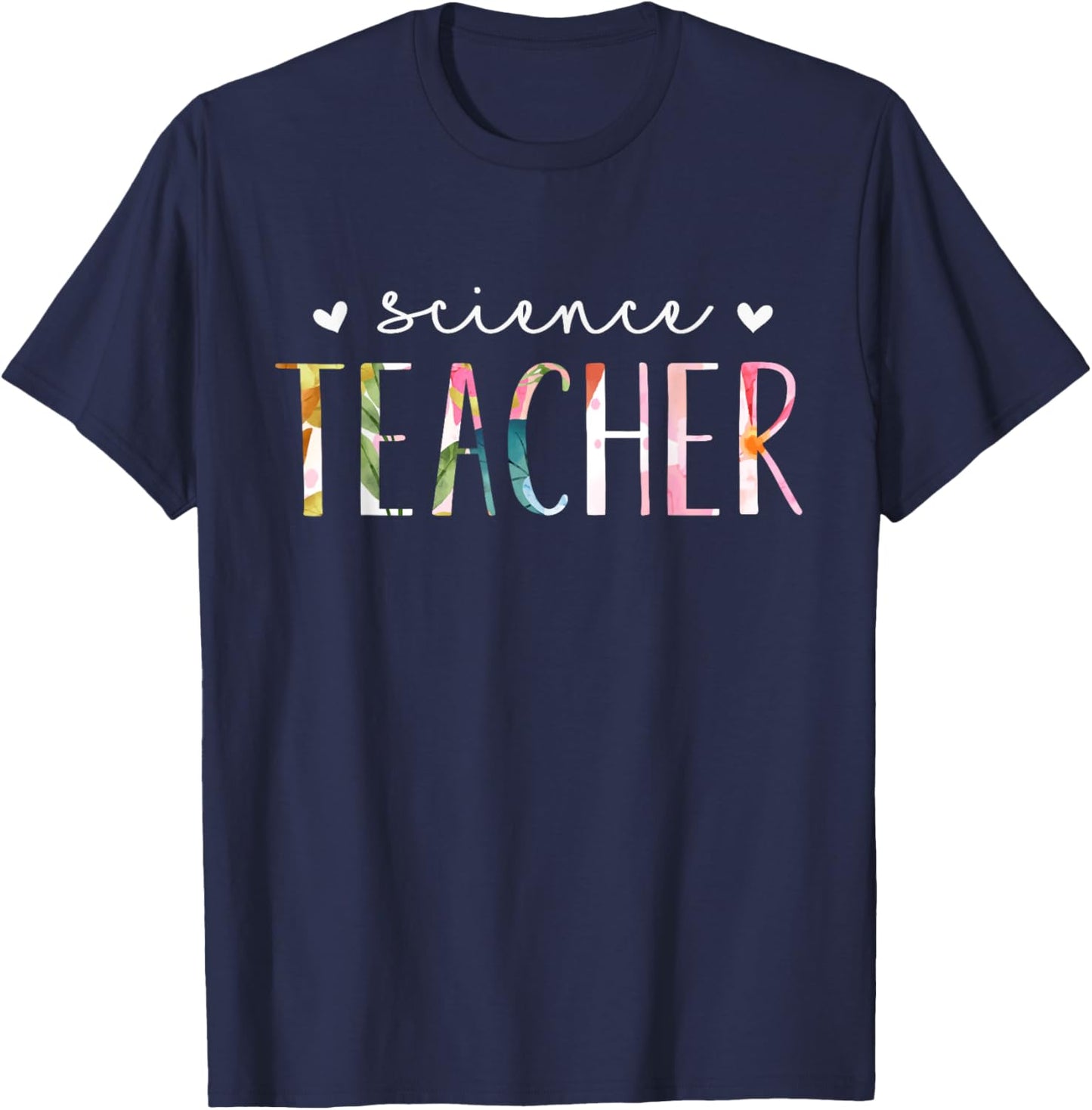 Science Teacher Cute Floral Design Women T-Shirt - T-Shirt | Navy