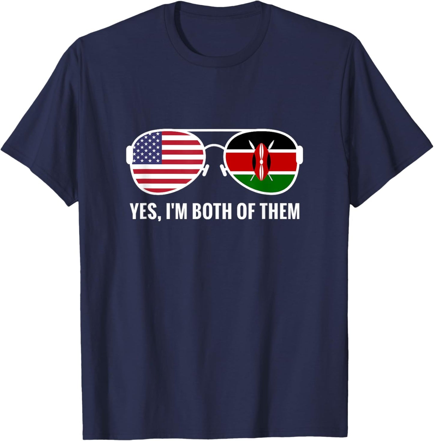 USA Kenya Flag Sunglasses Kenyan Americans T-Shirt - T-Shirt | Navy