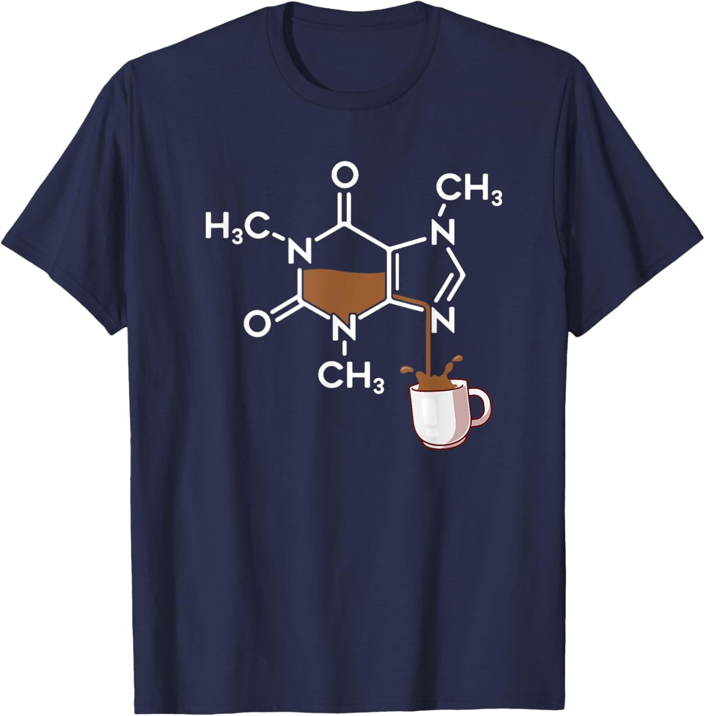 Caffeine Molecule Coffee Lover Chemistry T-Shirt - T-Shirt | Navy