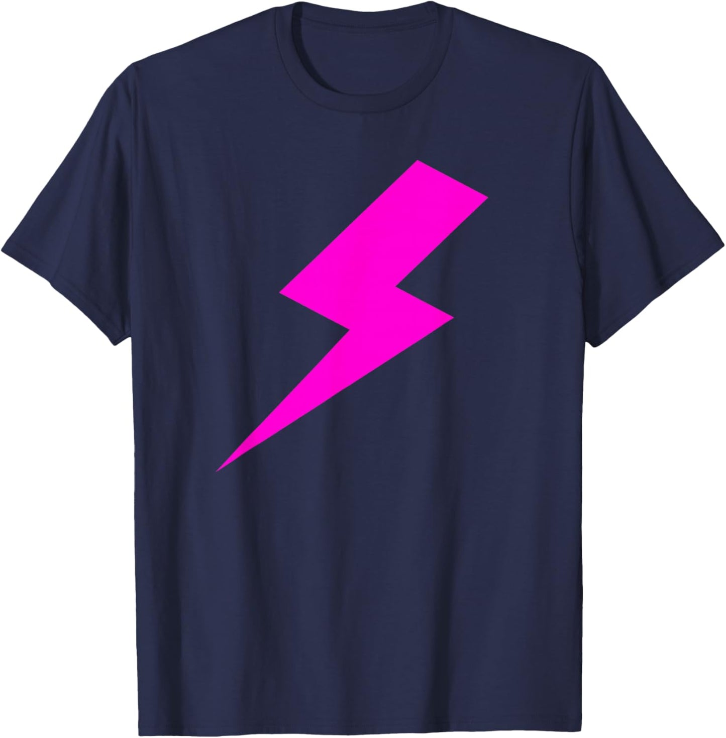 Lightning Bolt Hot Pink Flash Print T-Shirt - T-Shirt | Navy