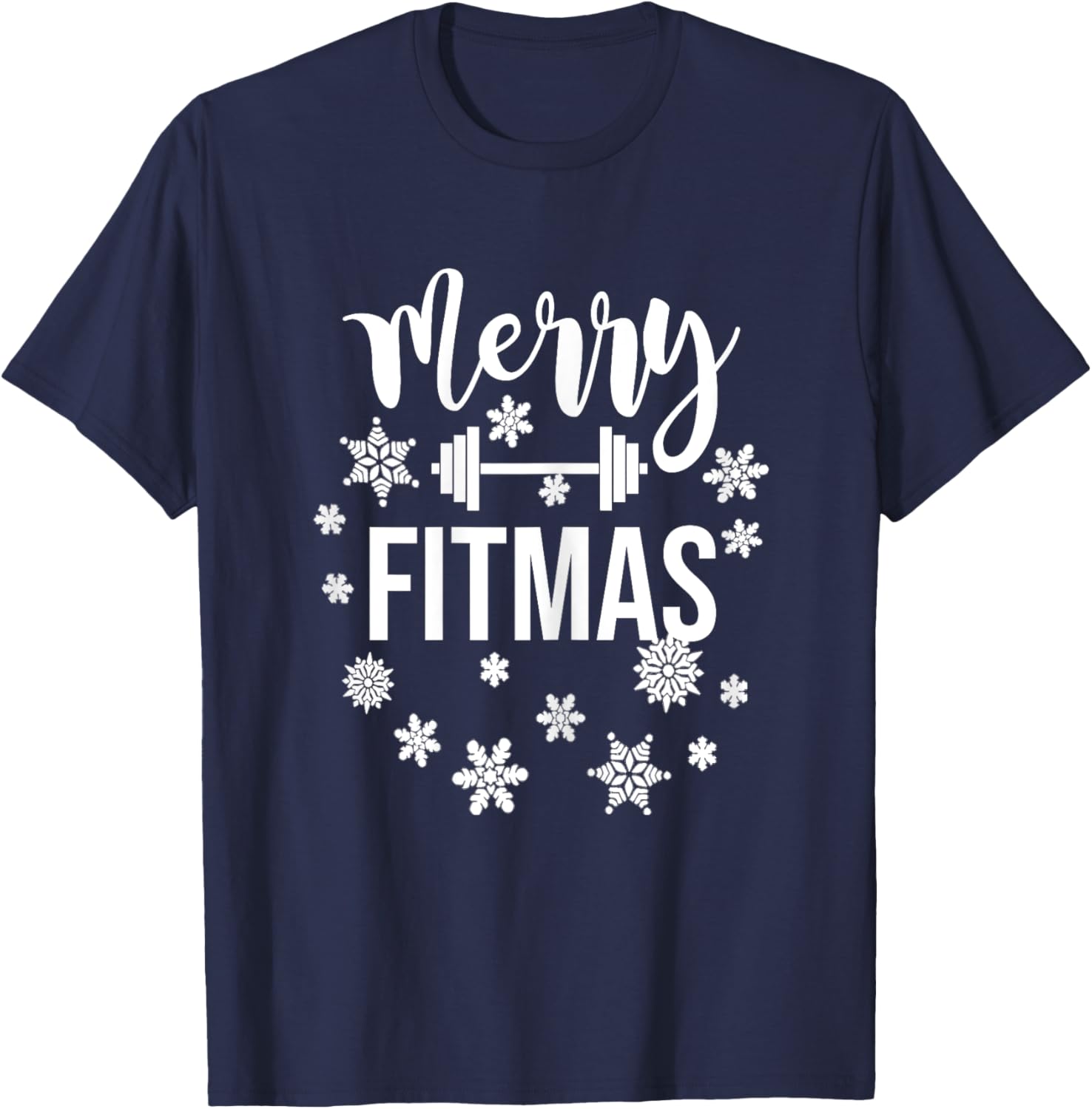 Merry Fitmas Christmas Pun Gym Holiday Workout Fitness Xmas T-Shirt - T-Shirt | Navy