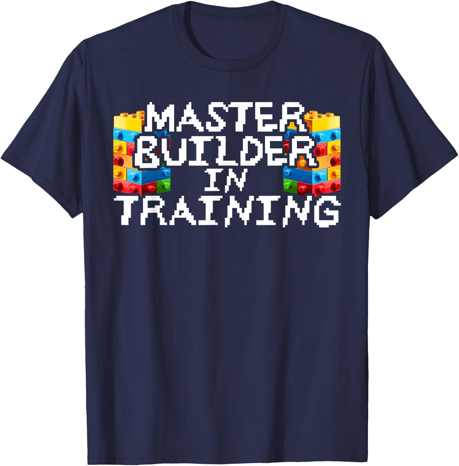 Master Builder Bricks Blocks Play Toys T-Shirt - T-Shirt | Navy