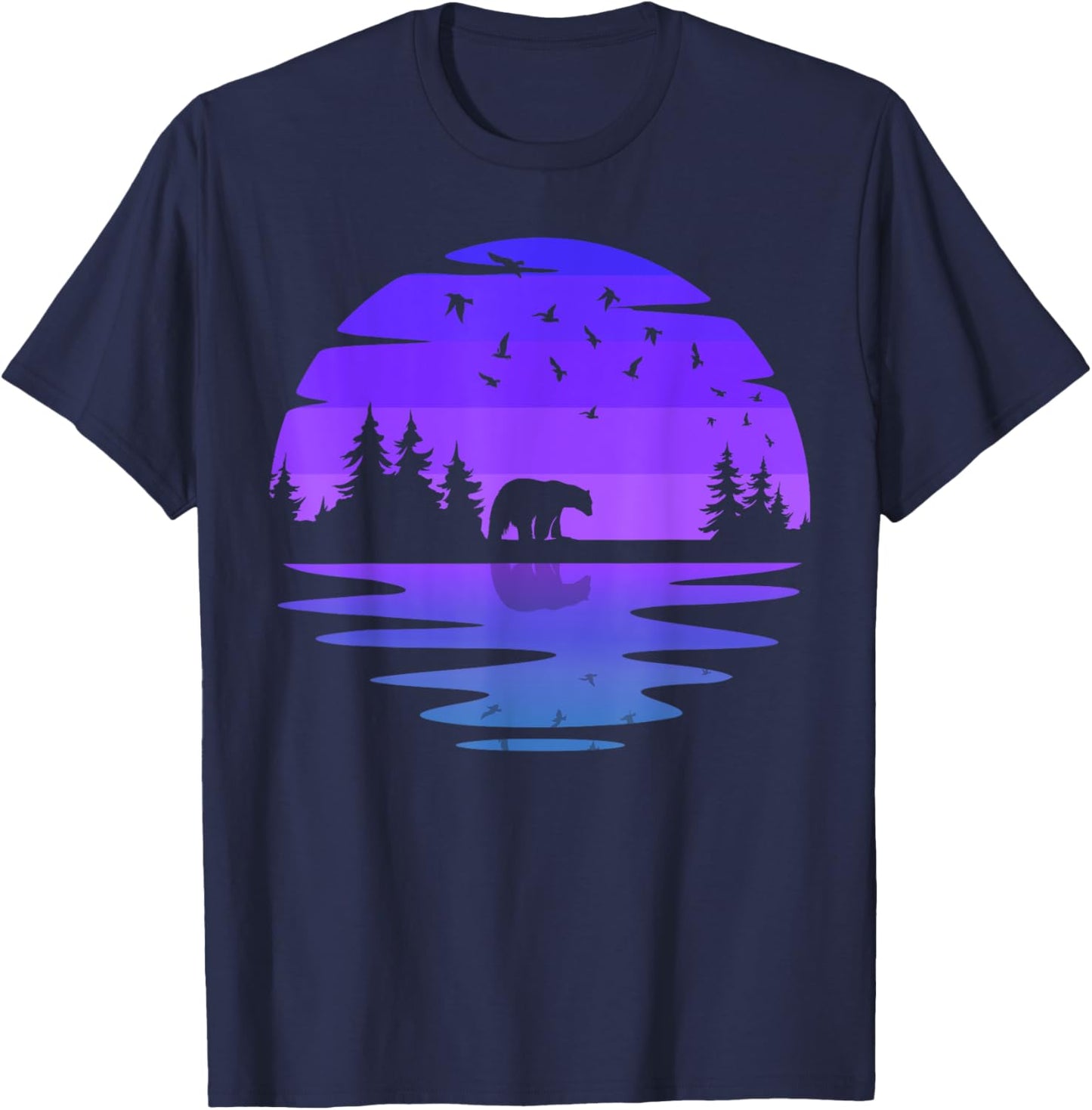 Birds Outdoors Wildlife Nature Animal Bear Forest T-Shirt - T-Shirt | Navy