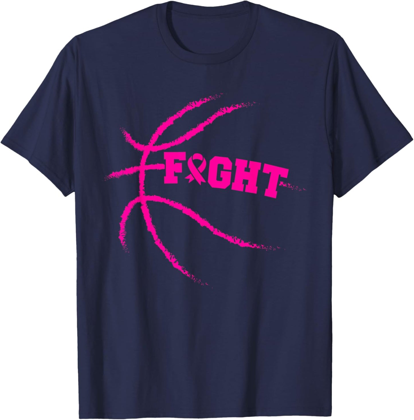 Breast Cancer Fight Basketball Player Pink Ribbon Awareness T-Shirt - T-Shirt | Navy