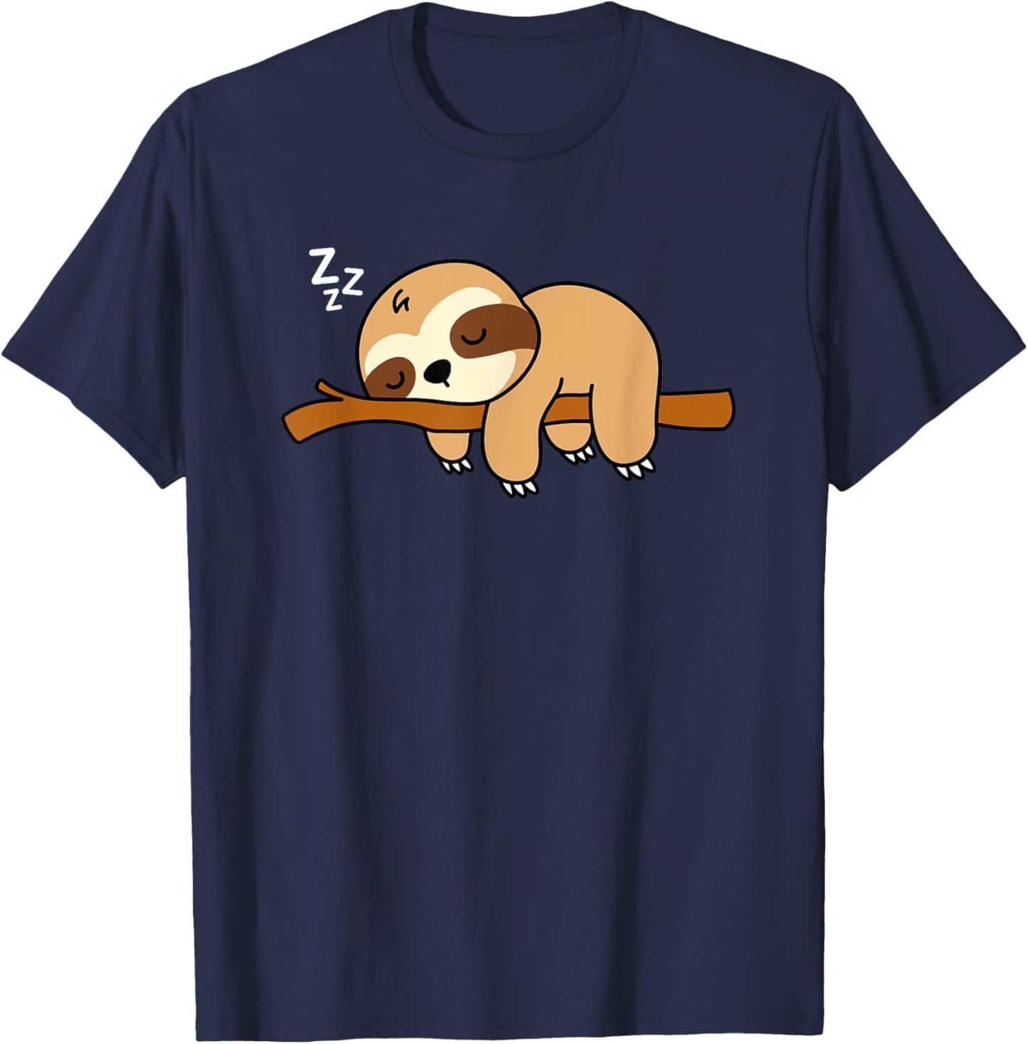 Adorable Animal Graphic Funny Nap Tired Sleeping Cute Sloth T-Shirt - T-Shirt | Navy