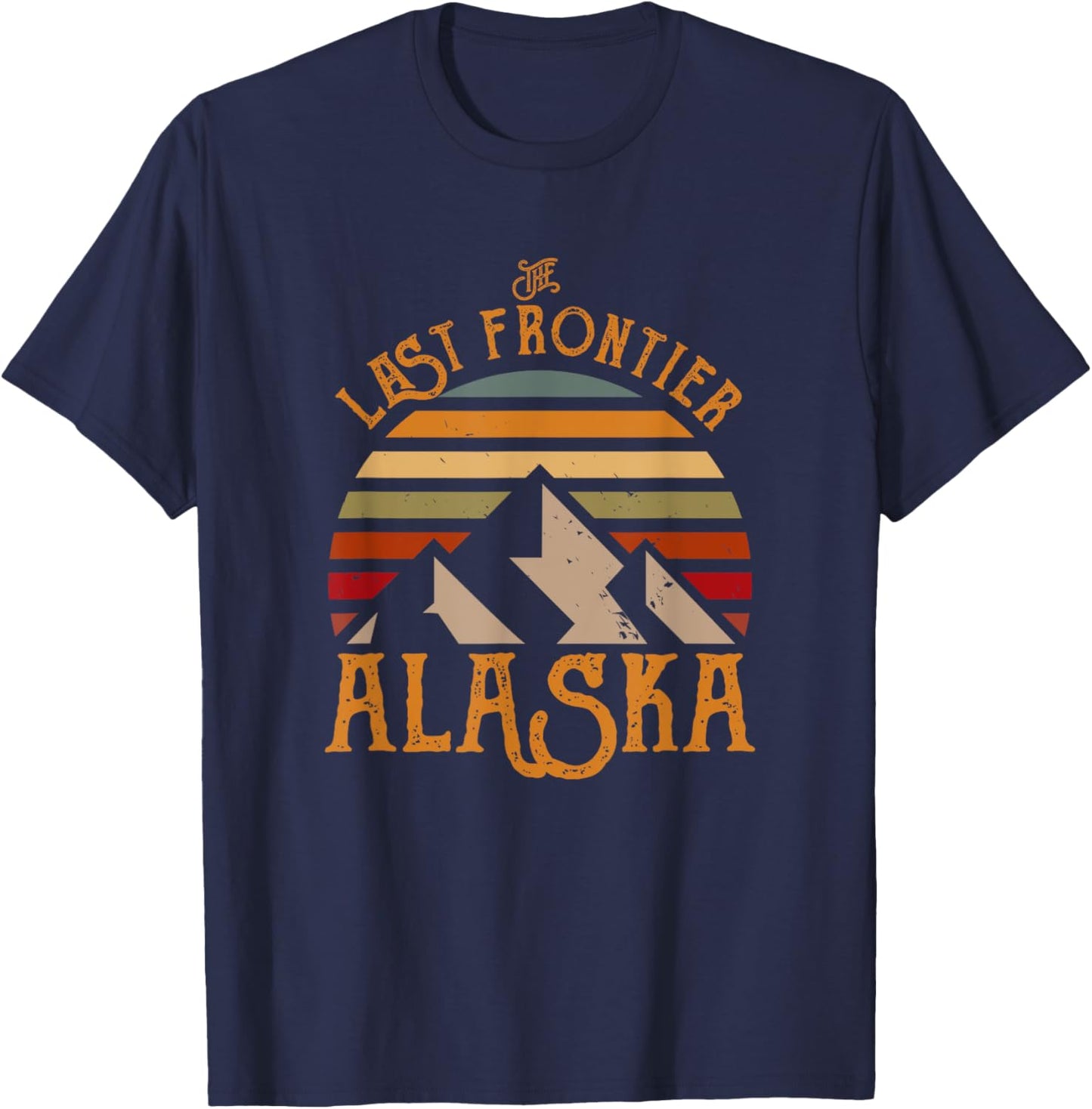 Last Frontier Retro Sun Alaska T-Shirt - T-Shirt | Navy