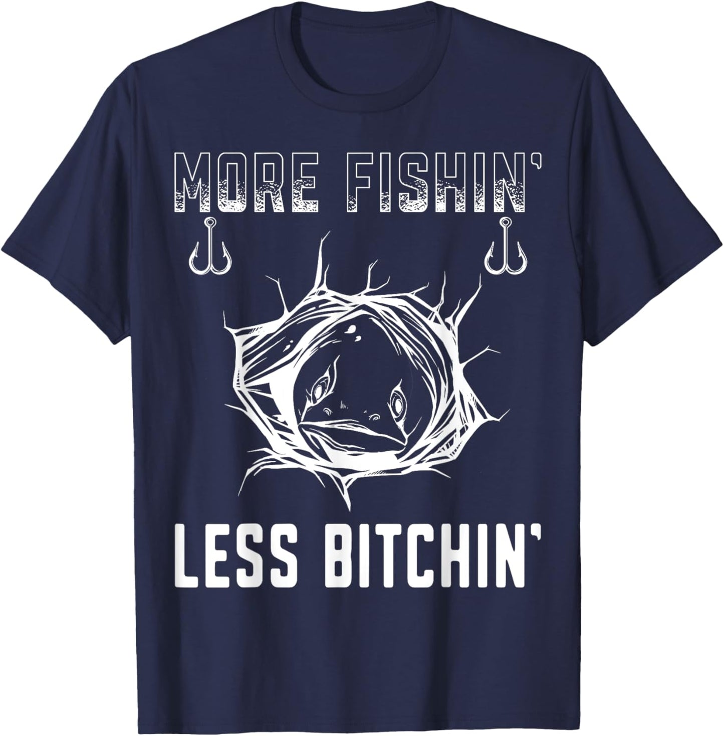 Funny Bass Fisherman Fishing meme T-Shirt - T-Shirt | Navy