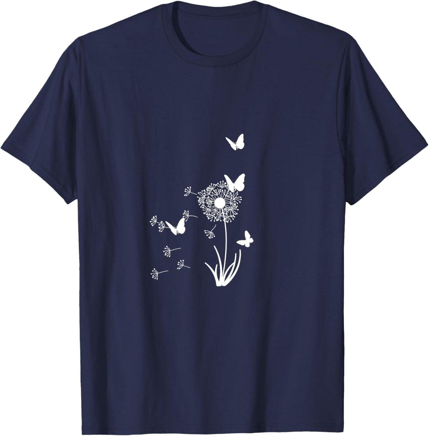 Beautiful Dandelion with Butterflies and Spurs Gift T-Shirt - T-Shirt | Navy