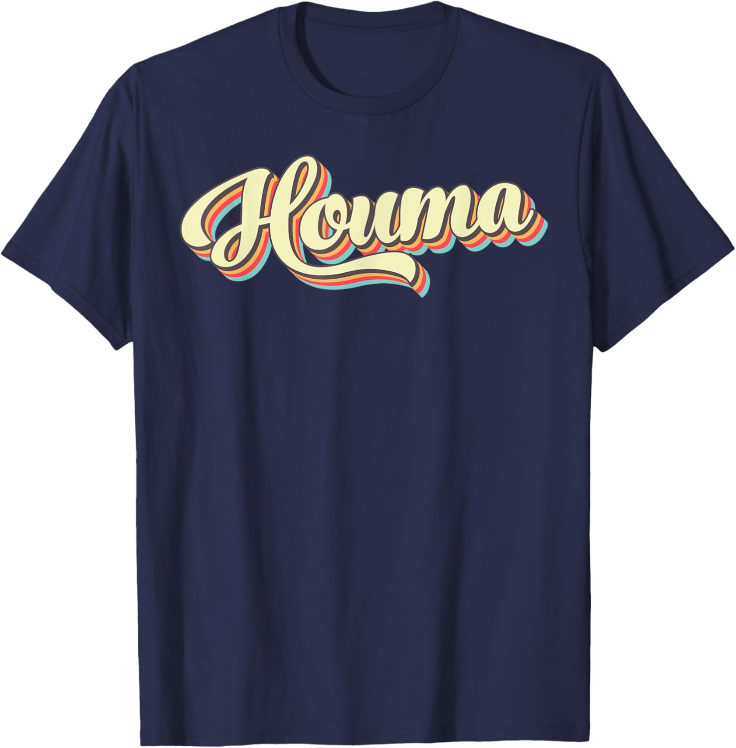 Houma Retro Art Baseball Font Vintage T-Shirt - T-Shirt | Navy