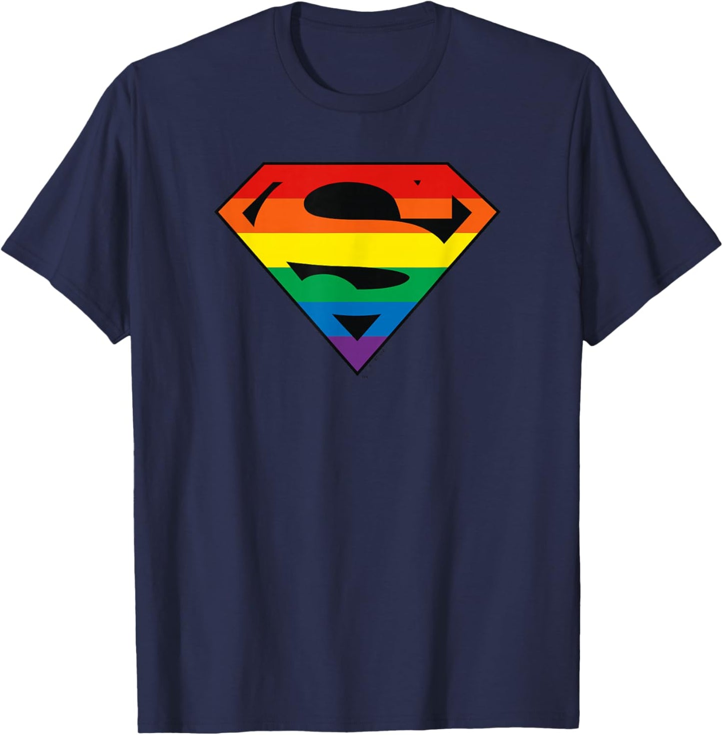 DC Comics Pride Justice League Superman Rainbow Logo T-Shirt - T-Shirt | Navy
