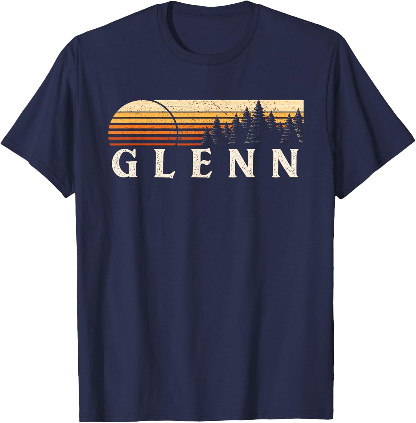 Glenn, MI Vintage Evergreen Sunset Eighties Retro T-Shirt - T-Shirt | Navy
