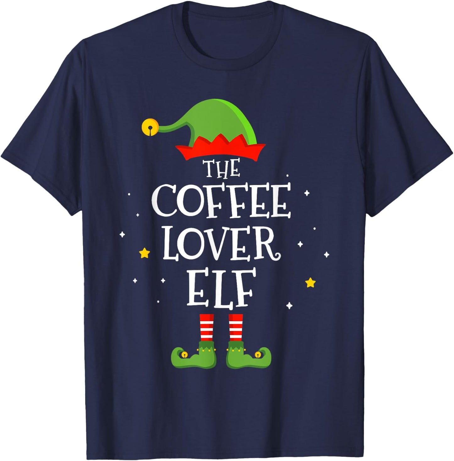 The coffee lover elf funny christmas matching family pajama T-Shirt - T-Shirt | Navy