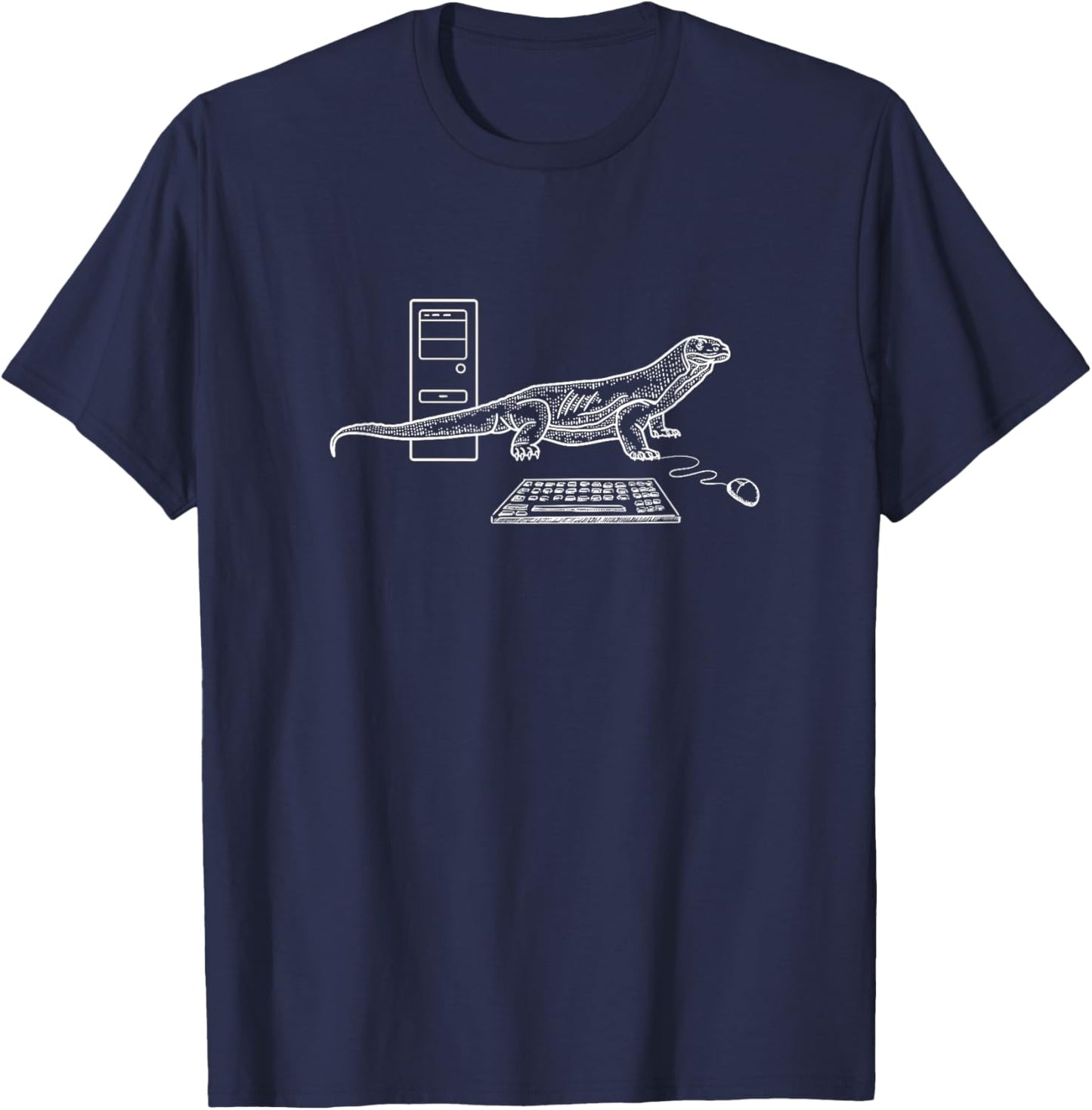 Funny computer monitor lizard visual pun T-Shirt - T-Shirt | Navy