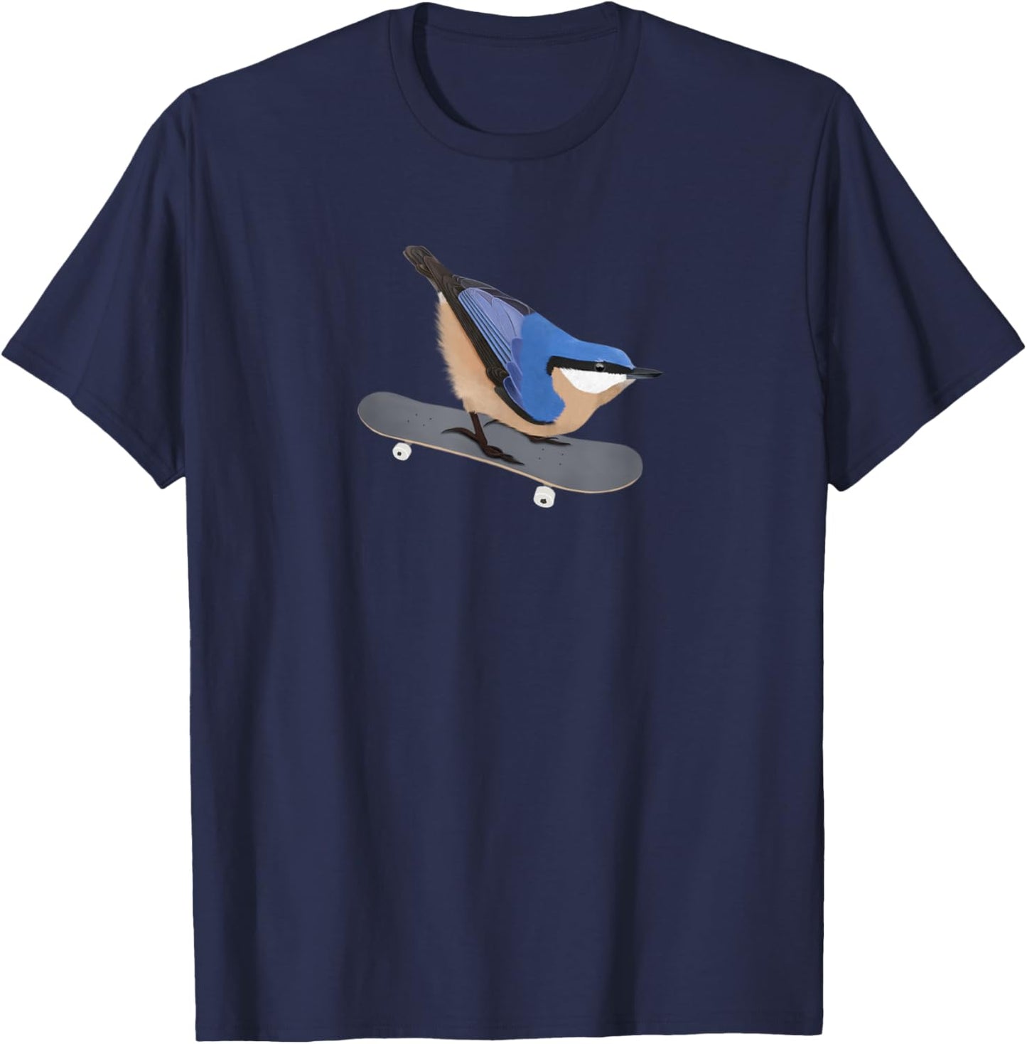 Nuthatch Bird Skateboard Birdwatcher Animal Biologist T-Shirt - T-Shirt | Navy