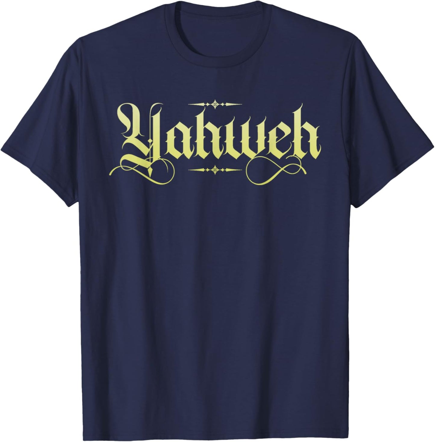LezBCoffee Yahweh Christian Women's -Kids Black Cotton Polyester Modern Lace Embellishment Short Sleeve T-Shirt - T-Shirt | Navy