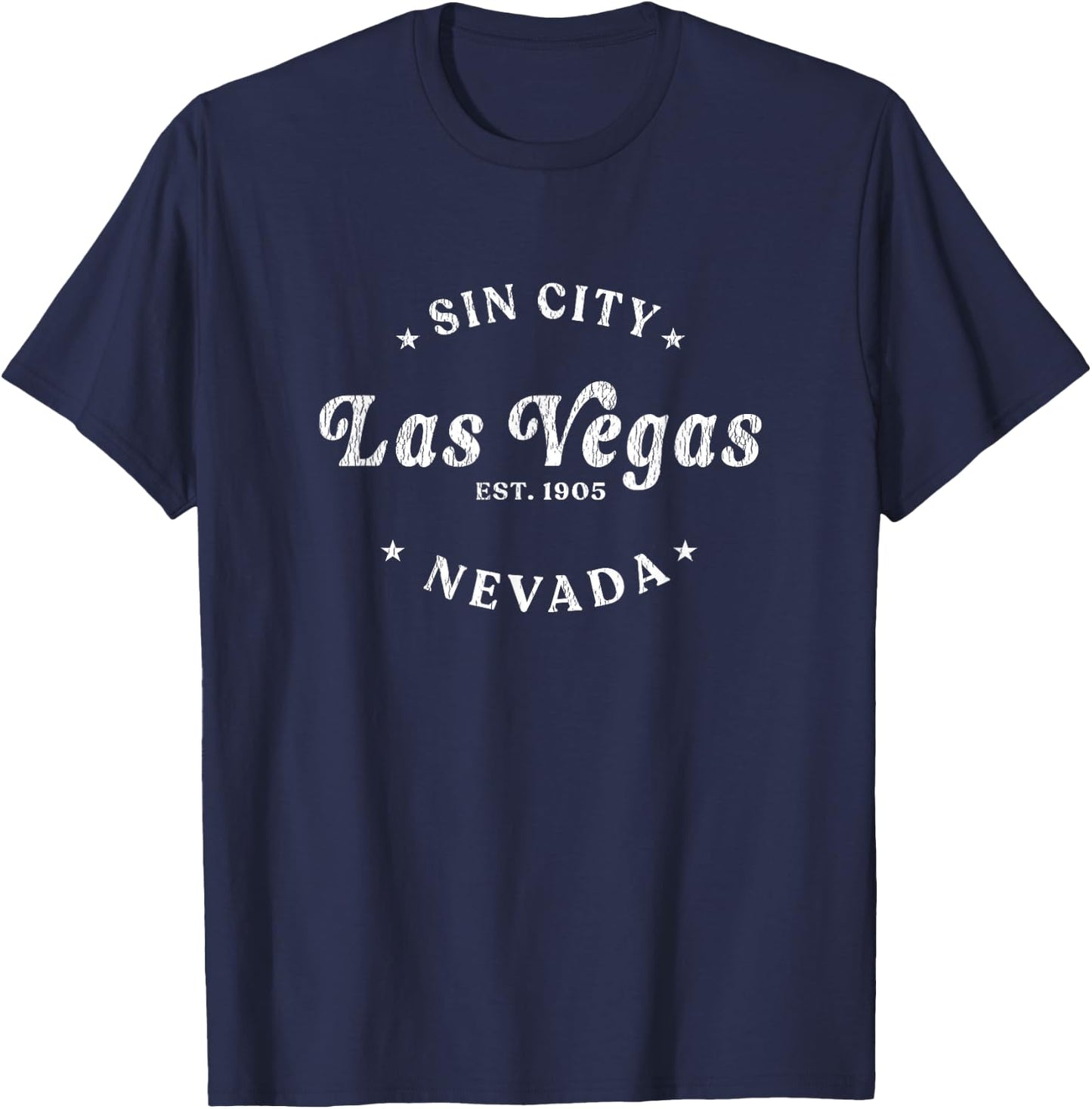 Las Vegas Clothing Company Vintage Las Vegas Retro Vacation , Black, -Adults & Kids, Short Sleeve, , Classic Fit, Cotton 100% T-Shirt - T-Shirt | Navy