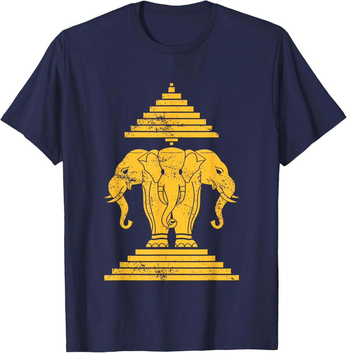 Erawan Three Headed Elephant Kingdom of Laos T-Shirt - T-Shirt | Navy