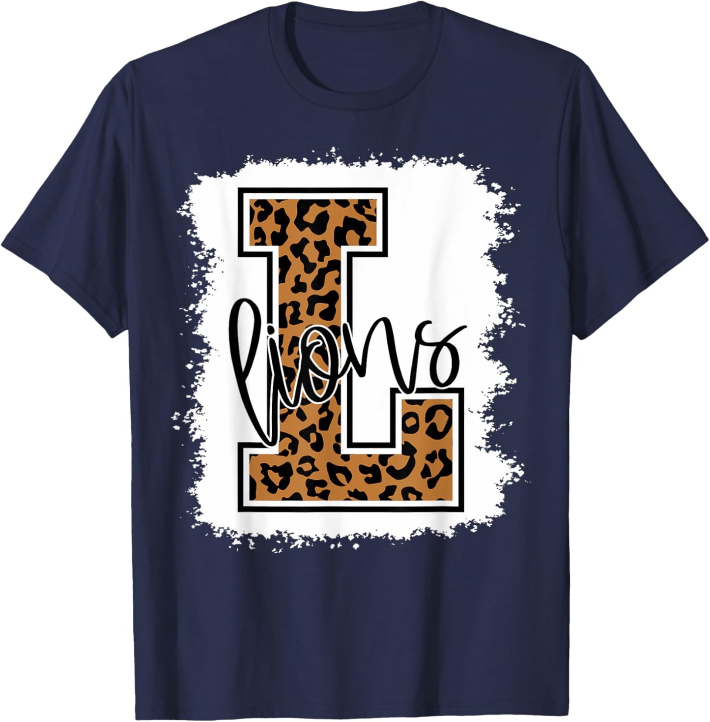 Lions School Sports Fan Team Spirit T-Shirt - T-Shirt | Navy