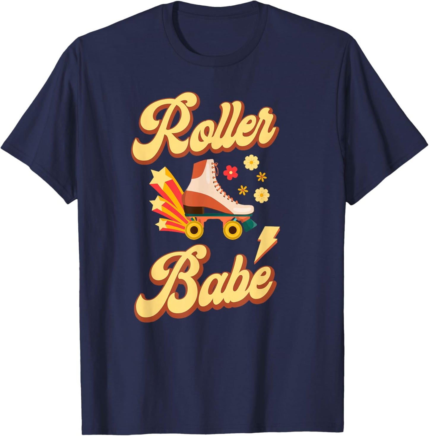 Cool Roller Skating Skate Girl 1970S Retro T-Shirt - T-Shirt | Navy