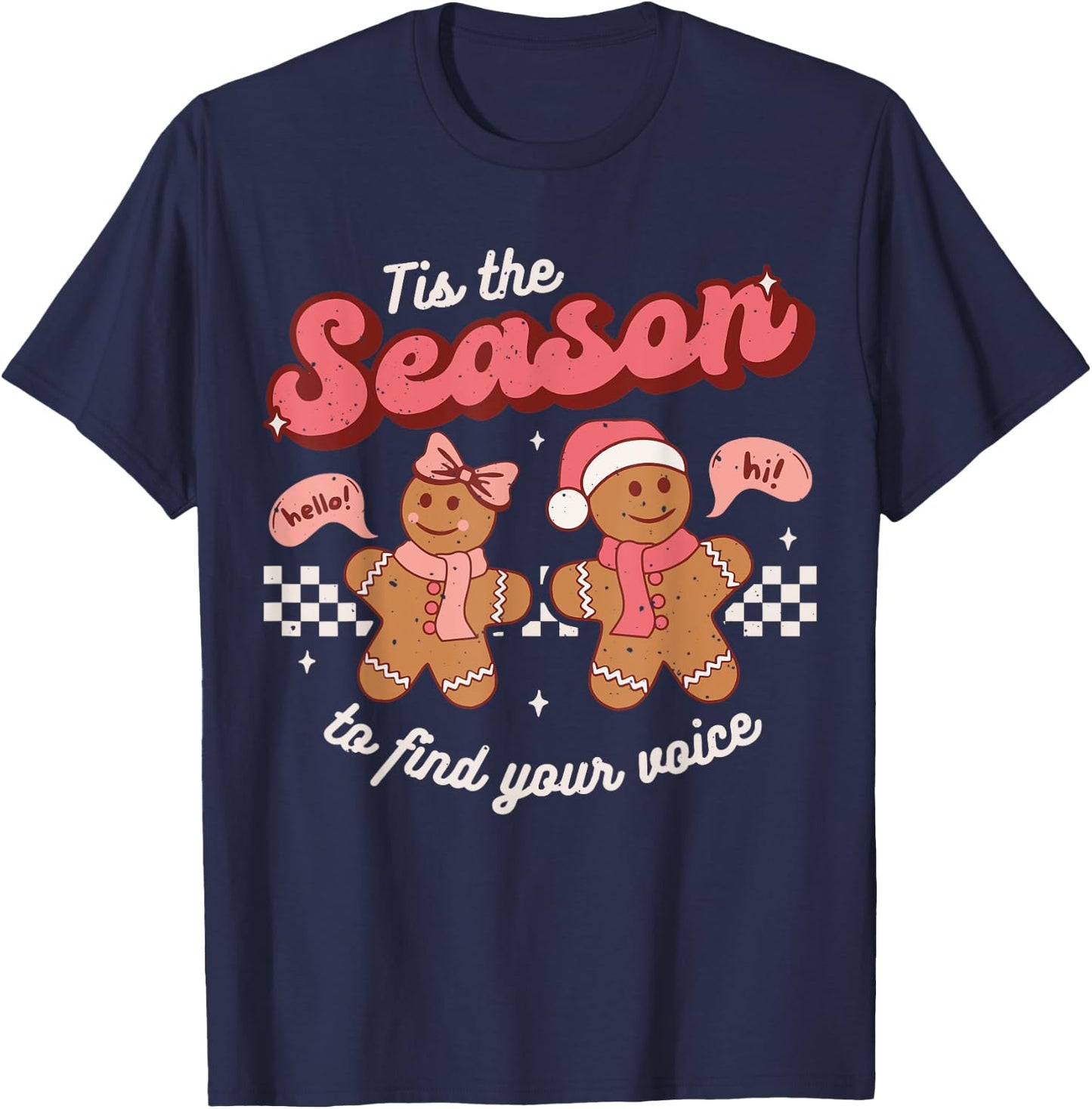 Speech Language Therapy Christmas Retro SLP Therapist Groovy T-Shirt - T-Shirt | Navy