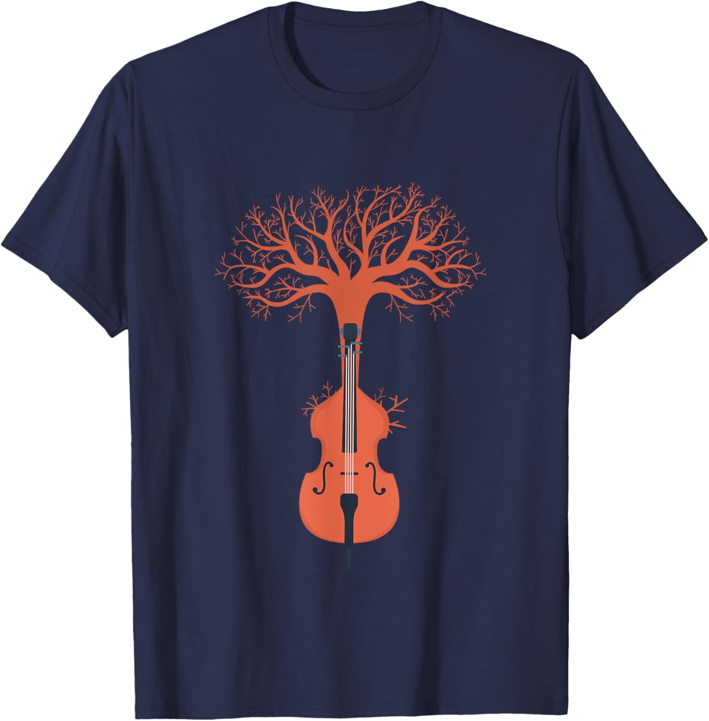 Cello Player Baum Natur T-Shirt - T-Shirt | Navy