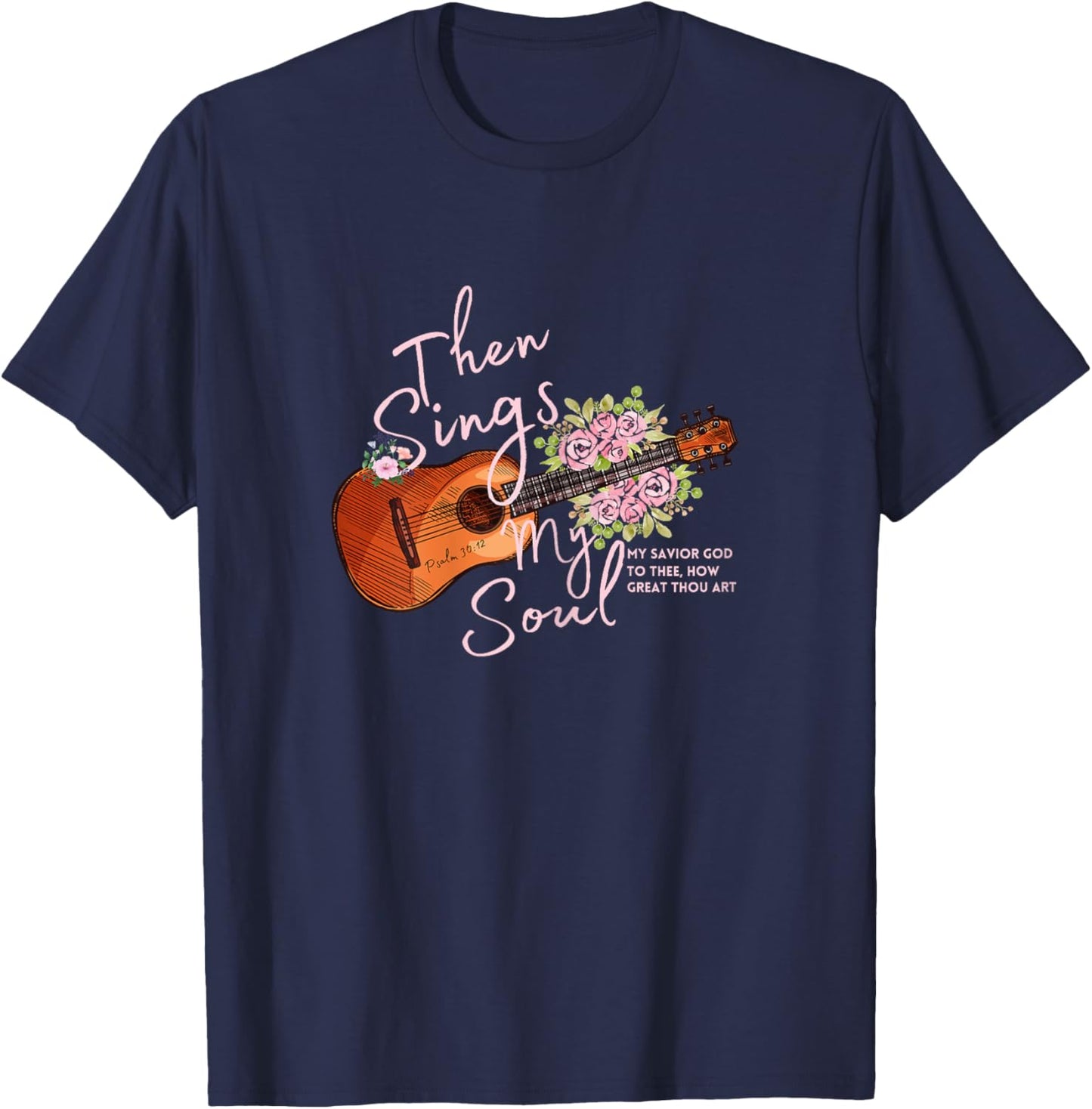 Inspirational Motivational Guitar How Great Thou Art T-Shirt - T-Shirt | Navy