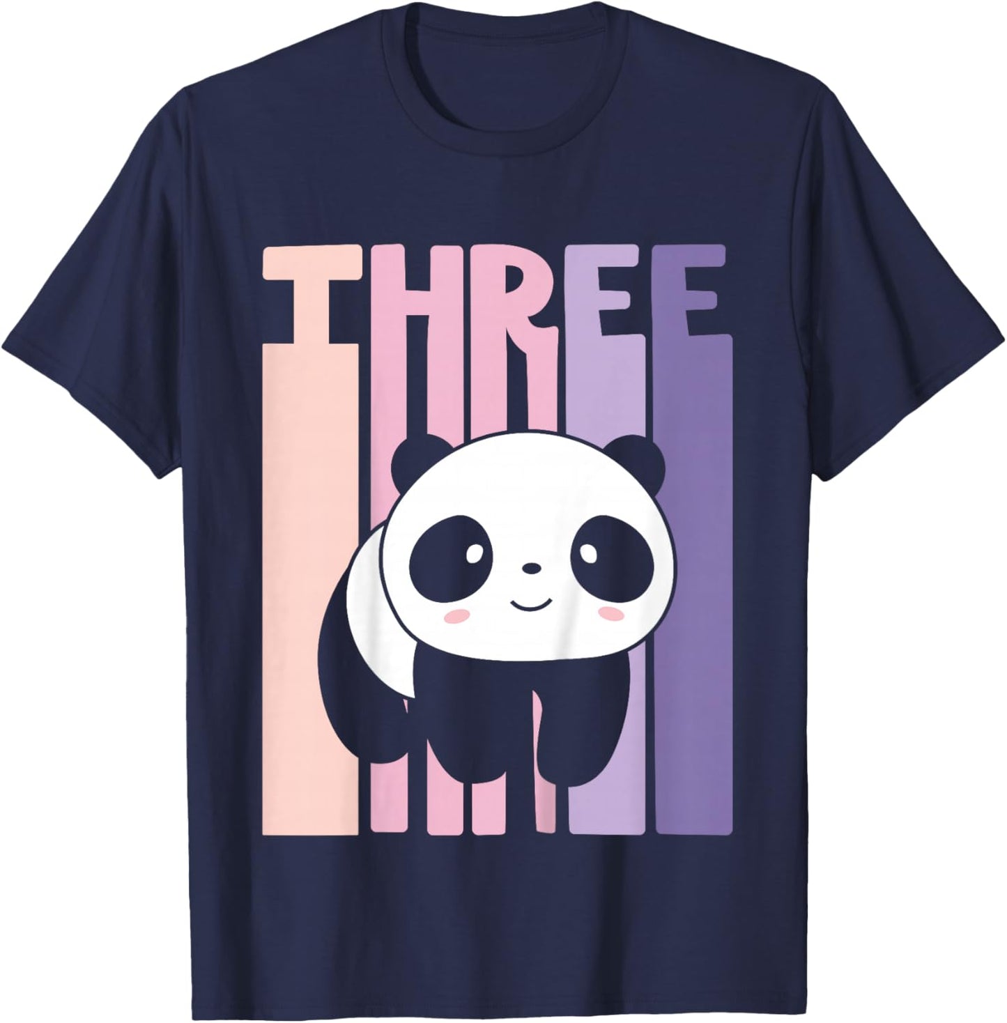 3 Year Old Cute Panda Birthday Girl 3rd B-day T-Shirt - T-Shirt | Navy