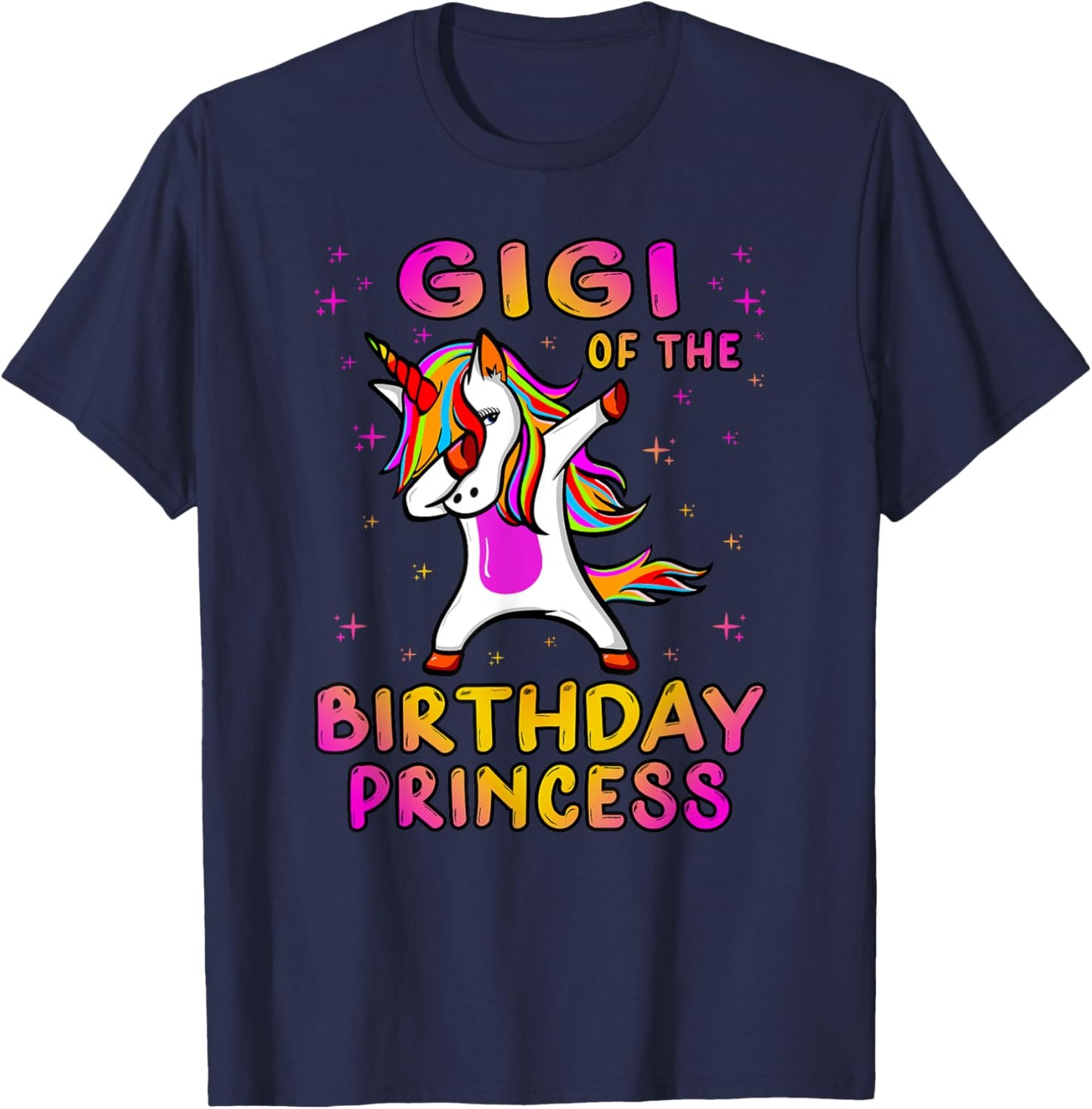 Gigi Of The Birthday Princess Girl - Grandma Dabbing Unicorn T-Shirt - T-Shirt | Navy