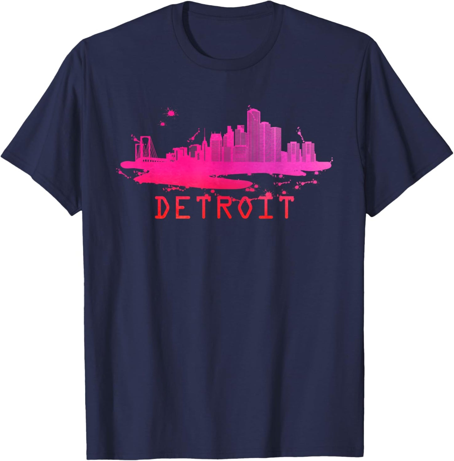 Modern Detroit Cityscape Souvenir - Detroit Skyline T-Shirt - T-Shirt | Navy